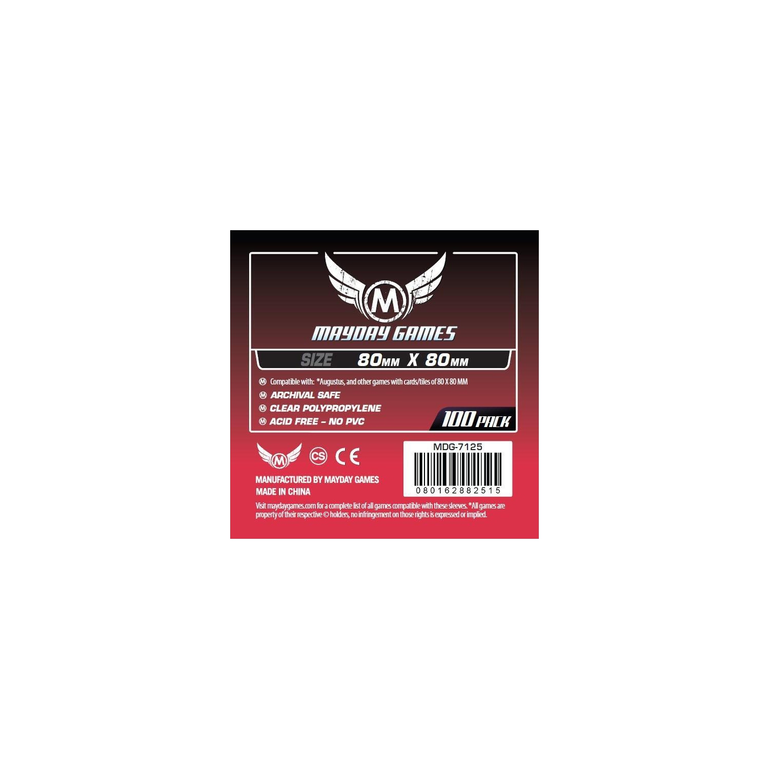 Mayday Games 7125 Medium Square Card Sleeves 80X80 - 100