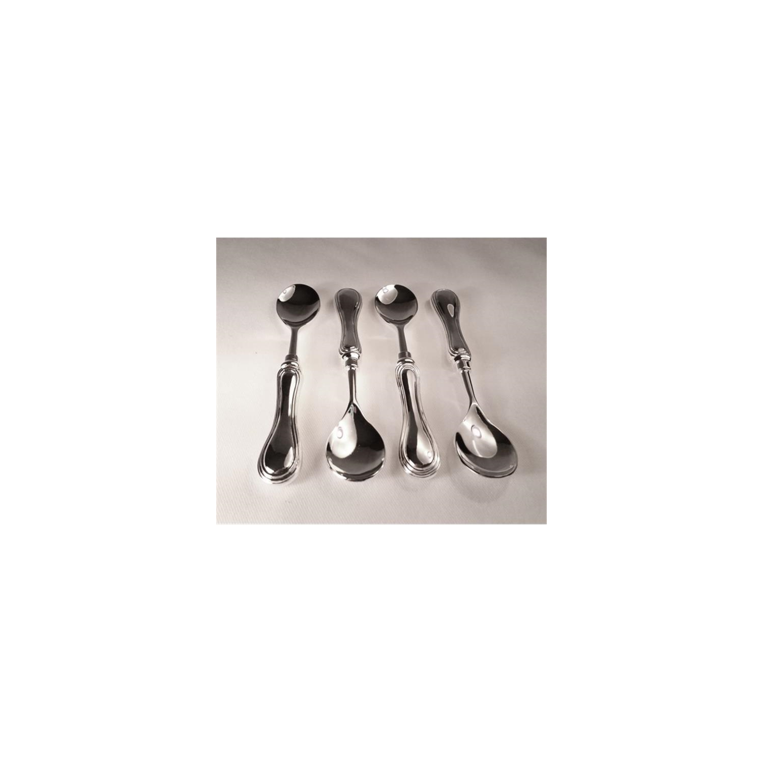 Leeber 86002 Elegance Silver Plate Rim Spoons 5.25 in. - Set of 4