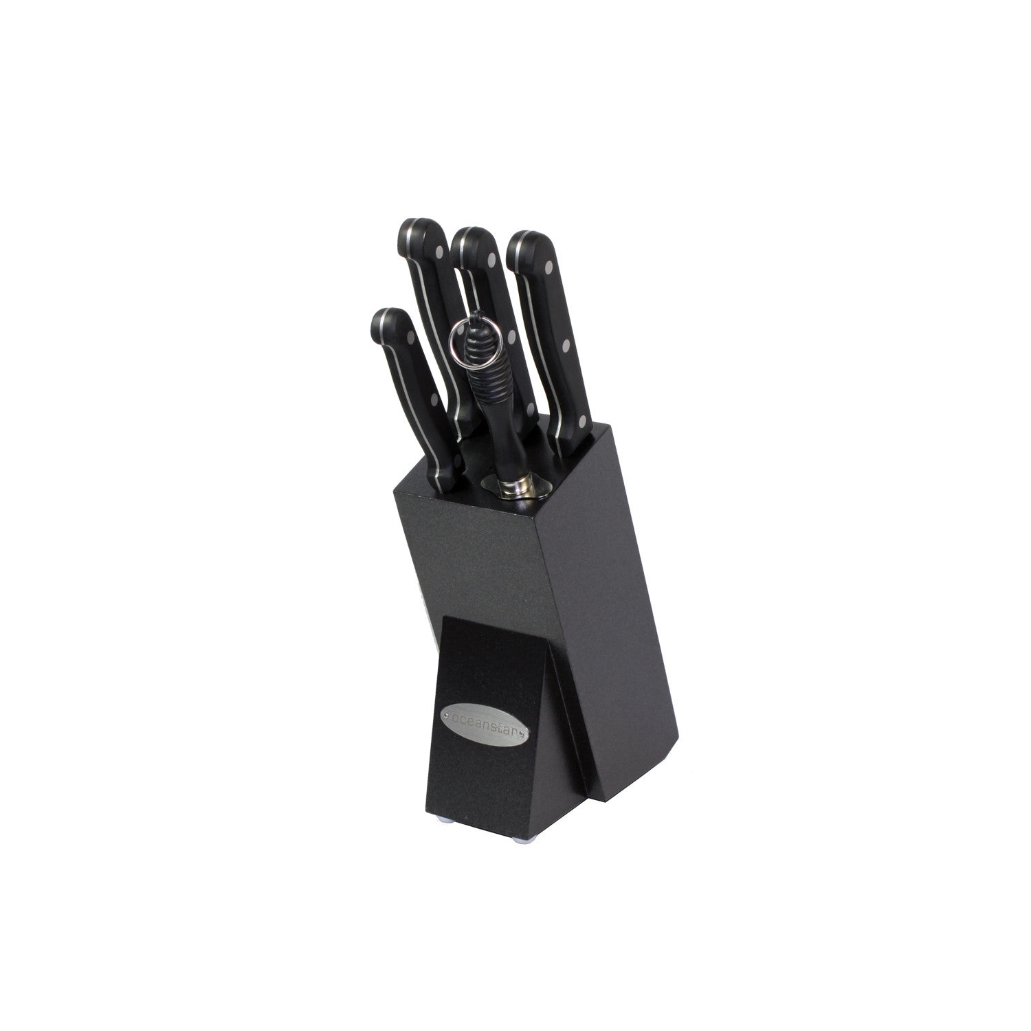 Oceanstar KS1200 Contemporary 6-Piece Knife Set with Block Elegant Black