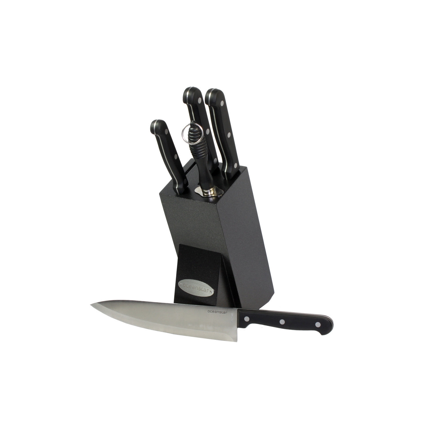 Oceanstar KS1200 Contemporary 6-Piece Knife Set with Block Elegant Black