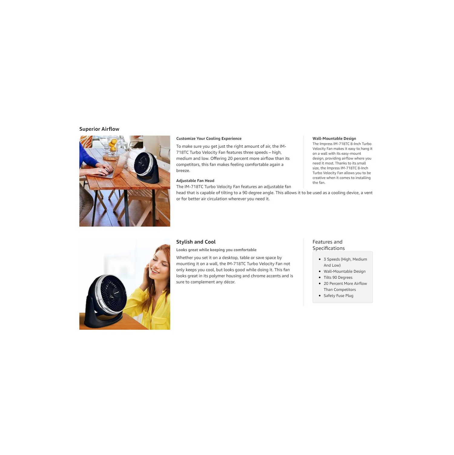 Impress IM-718TC 9 in. Ultra Velocity Fan Black