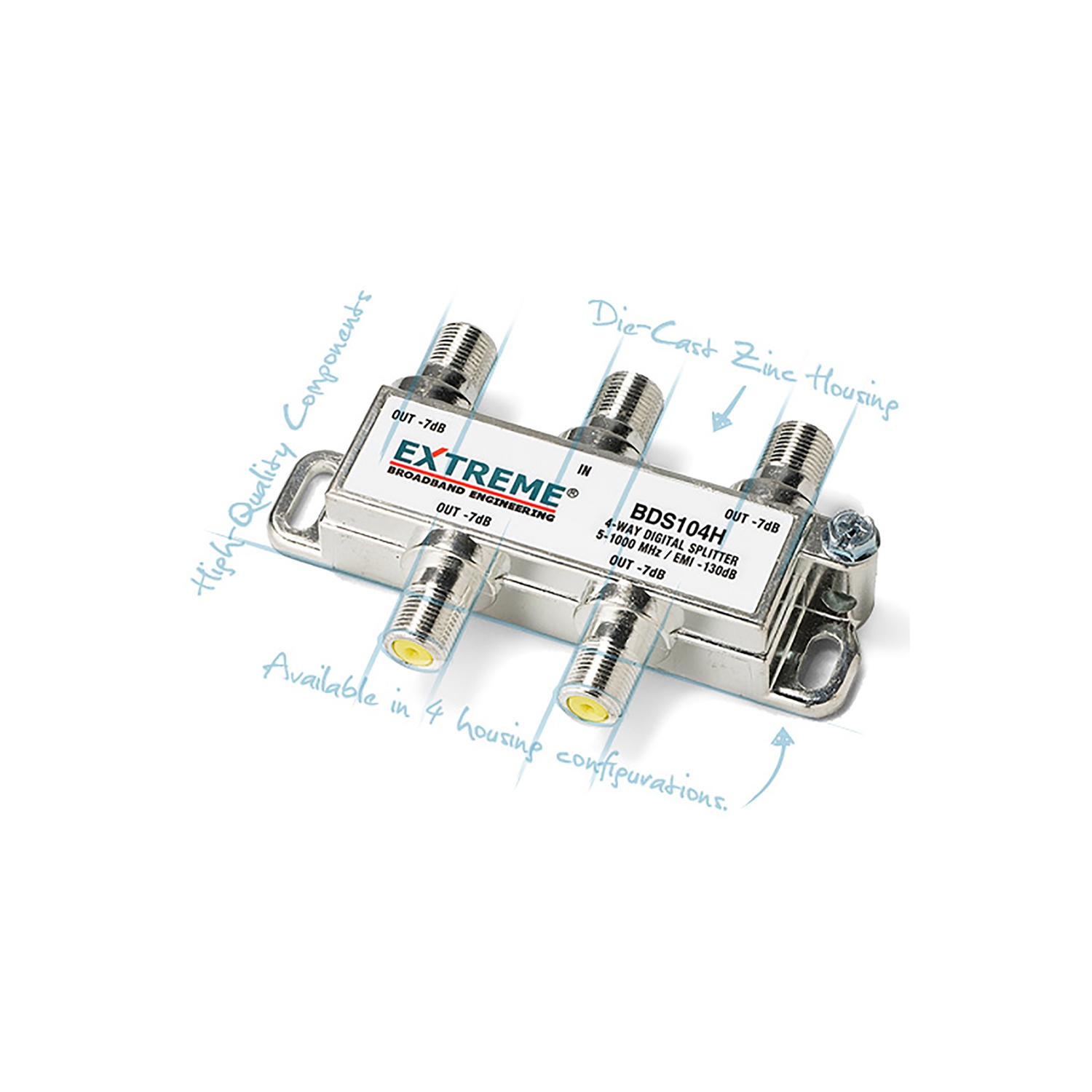 Extreme 4 Way Digital Coaxial Splitter - BDS104H