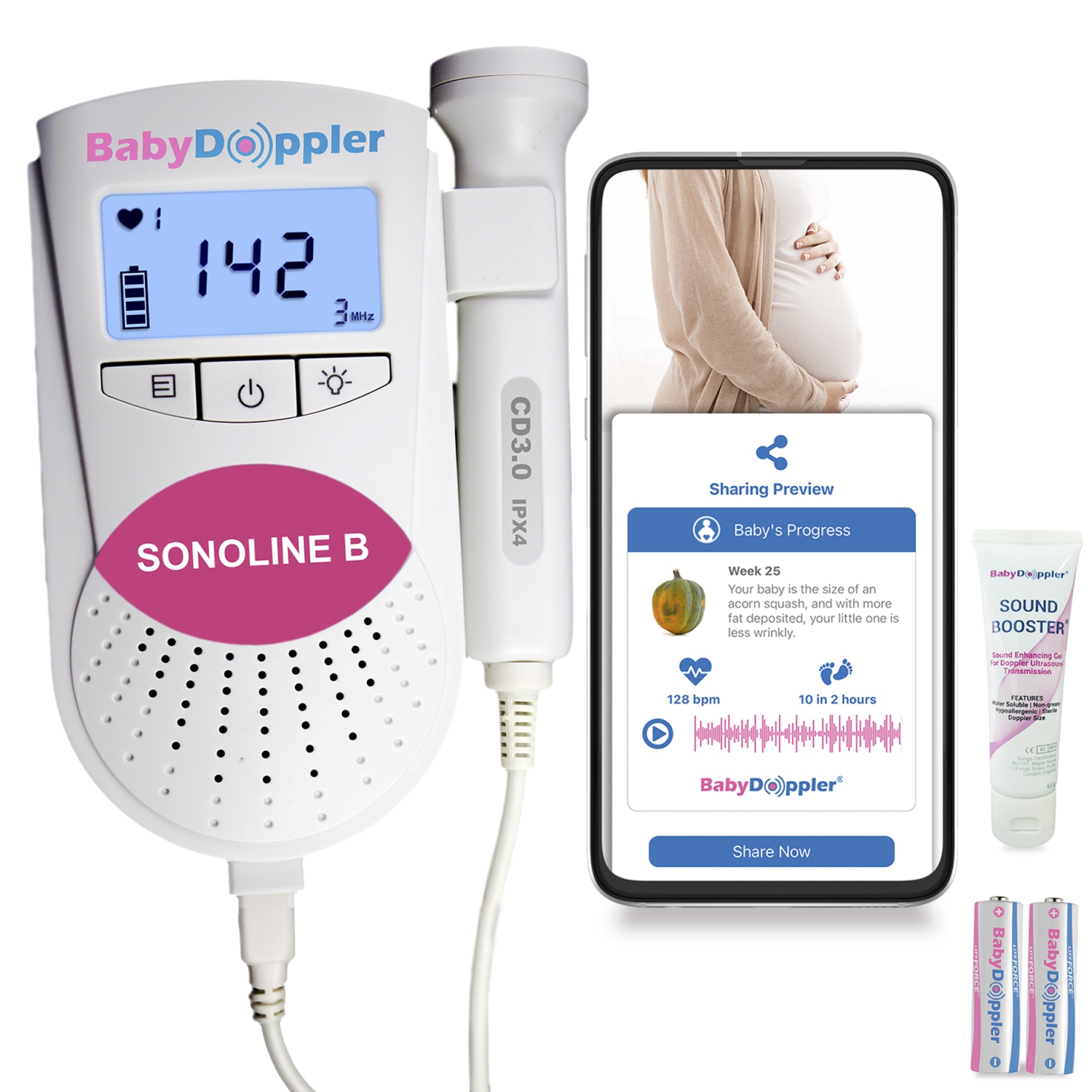 Baby Sound Doppler fœtal Heart beat monitor écouteur US vendeur FDA CE GEL 