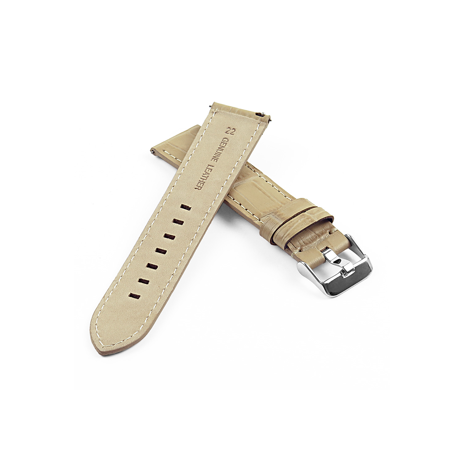 DASSARI L3 Croc Embossed Leather Smartwatch Strap 22mm Band with Quick Release Pins in Tan