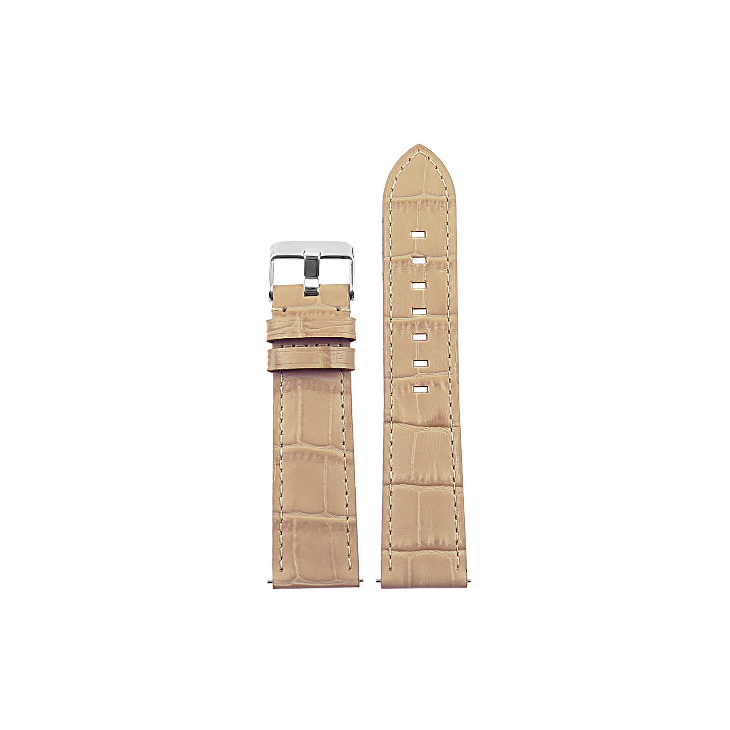 DASSARI L3 Croc Embossed Leather Smartwatch Strap 22mm Band with Quick Release Pins in Tan