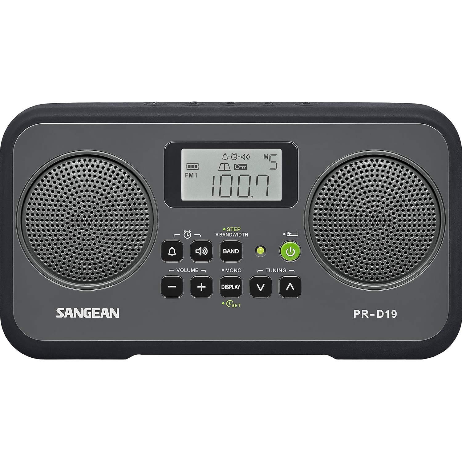 Sangean PR-D19BK FM Stereo/AM Digital Tuning Portable Radio with Protective Bumper, Gray/Black