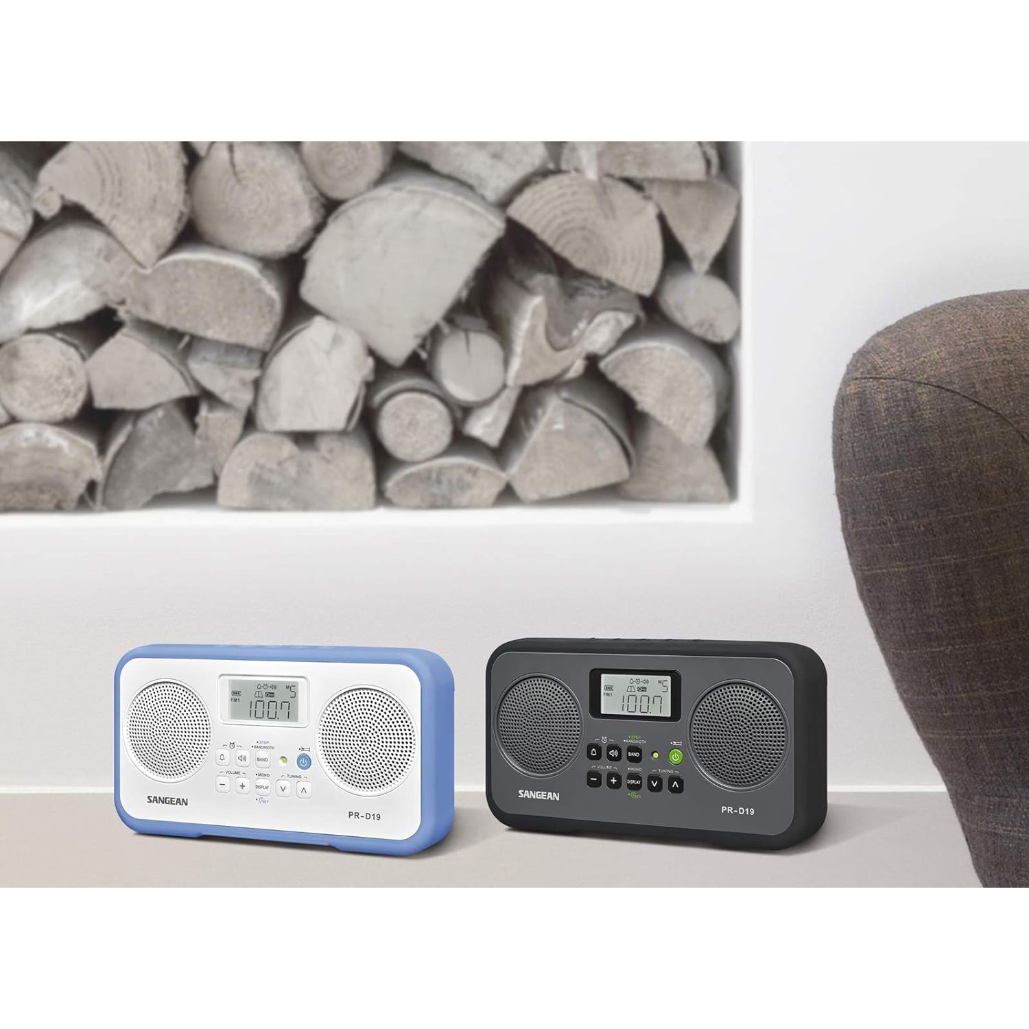 Sangean PR-D19BK FM Stereo/AM Digital Tuning Portable Radio with Protective Bumper, Gray/Black