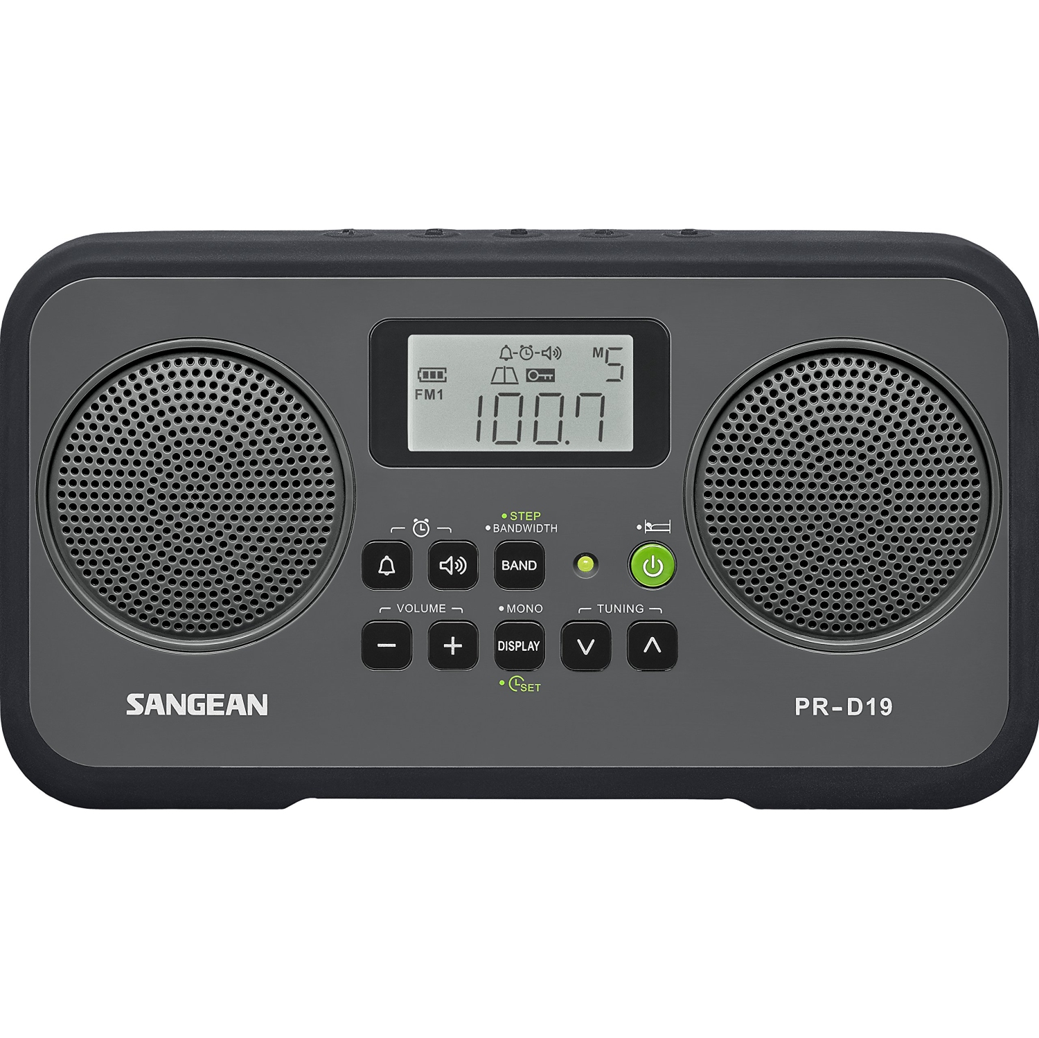 Sangean PR-D19BK FM Stereo/AM Digital Tuning Portable Radio with Protective Bumper, Gray/Black