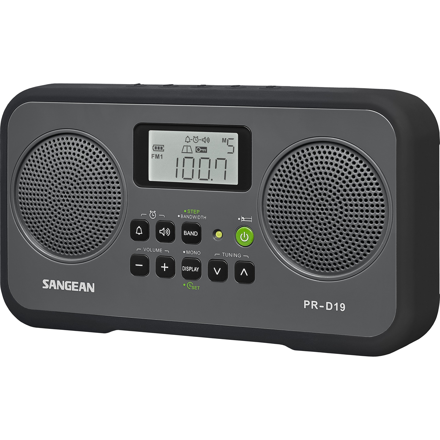 Sangean PR-D19BK FM Stereo/AM Digital Tuning Portable Radio with Protective Bumper, Gray/Black