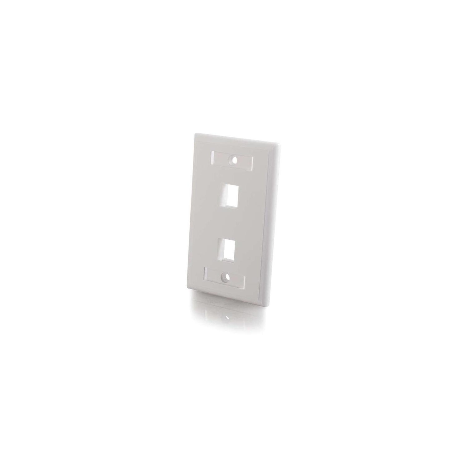 C2G 2-Port Single Gang Multimedia Keystone Wall Plate - White