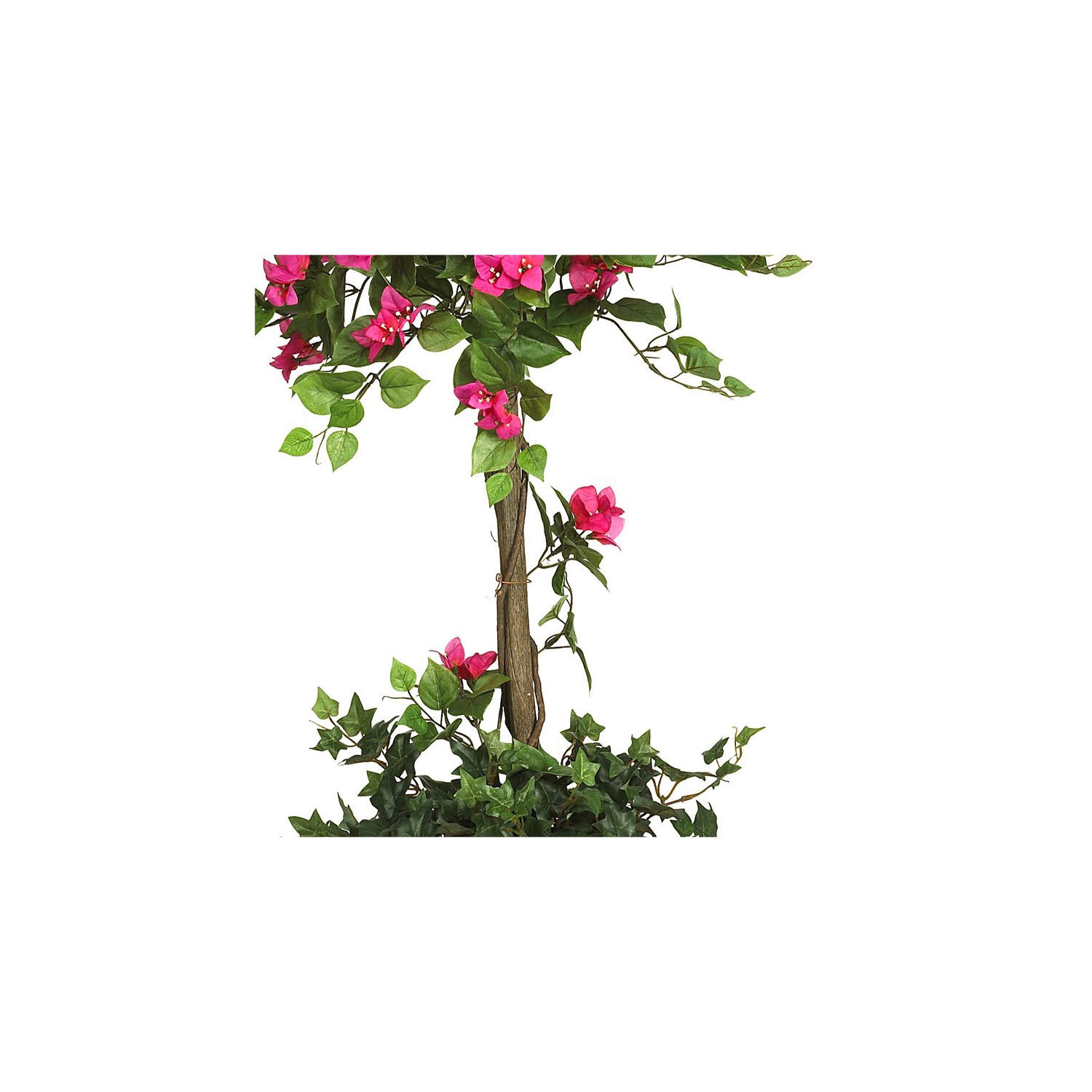 Nearly Natural 60" Mini Bougainvillea Topiary with Lush Ivy Leaves in Pink/Black