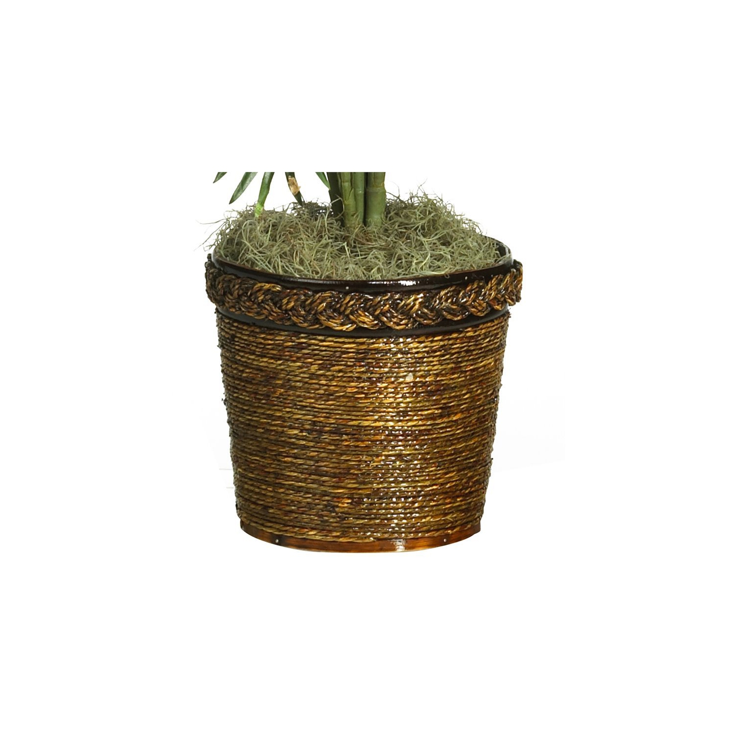 Arbre en soie avec palmier Areca de 56 po avec panier, presque naturel, vert/brun