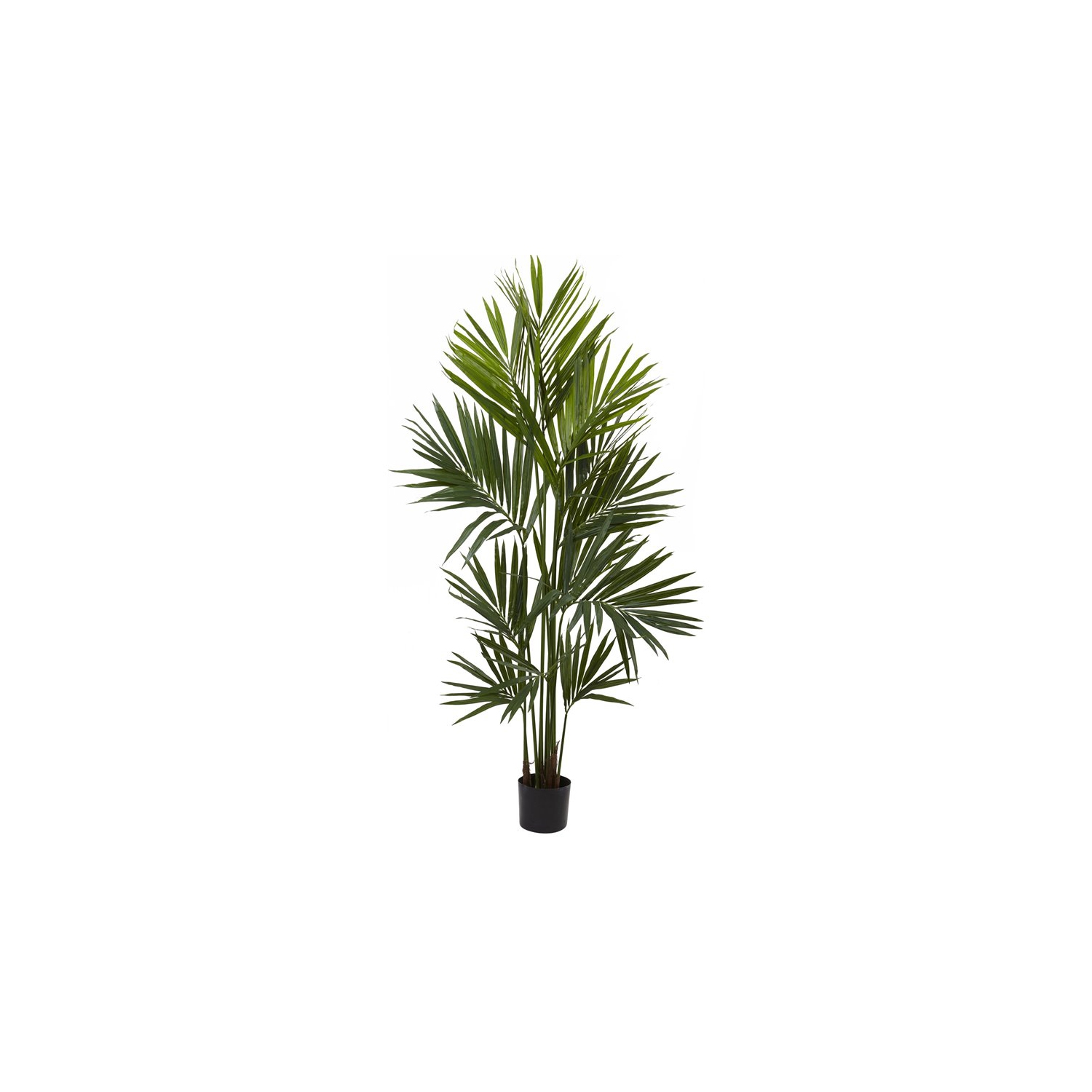 Nearly Natural 84" Kentia Palm Silk Tree with 230 Palm Leaves in Green/Black