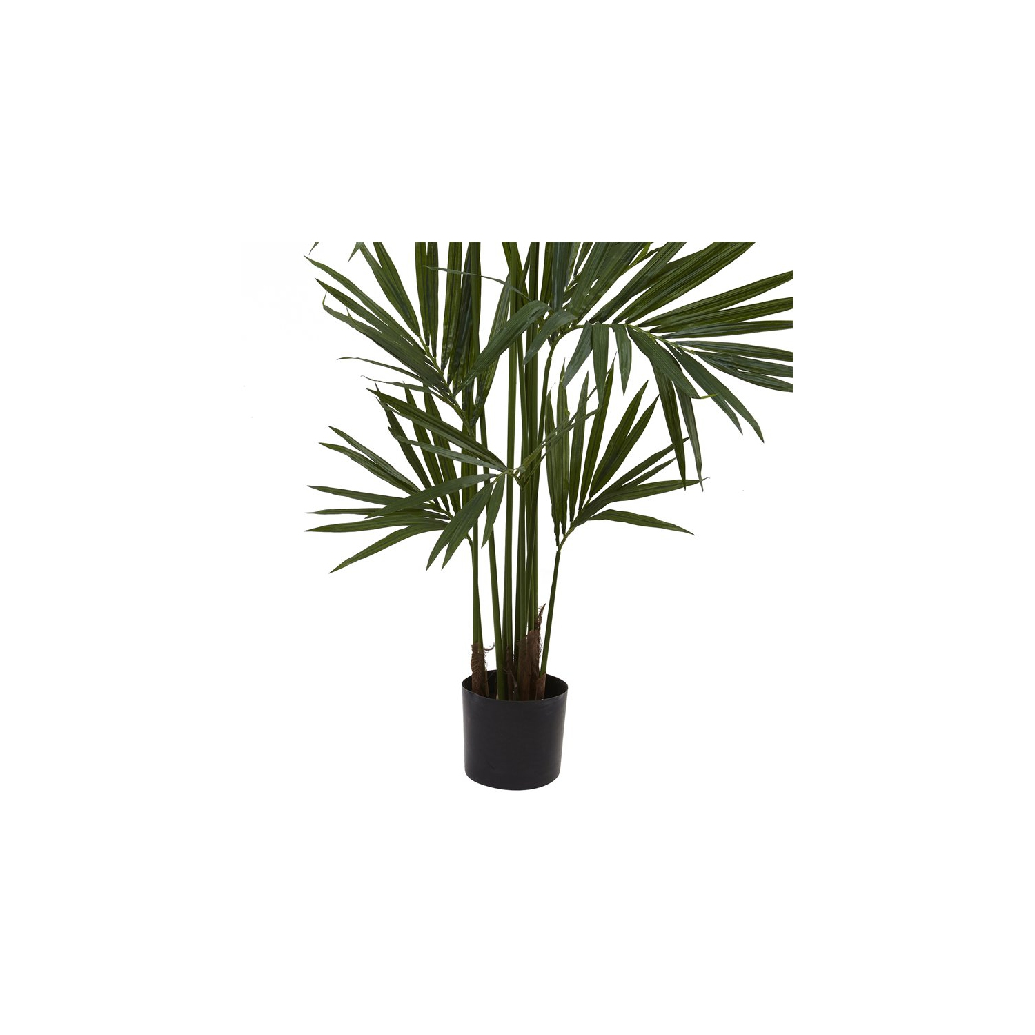 Nearly Natural 84" Kentia Palm Silk Tree with 230 Palm Leaves in Green/Black