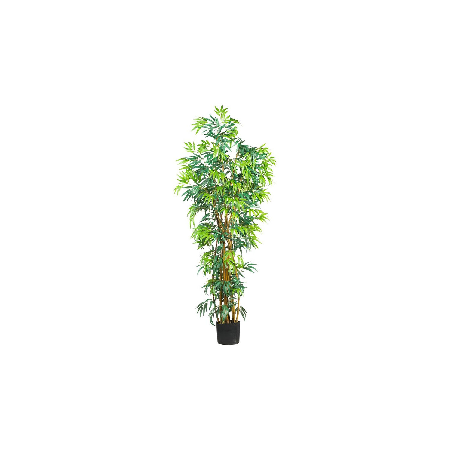 Nearly Natural 72" Curved Bamboo Silk Tree with 1700 Leaves in Green/Black