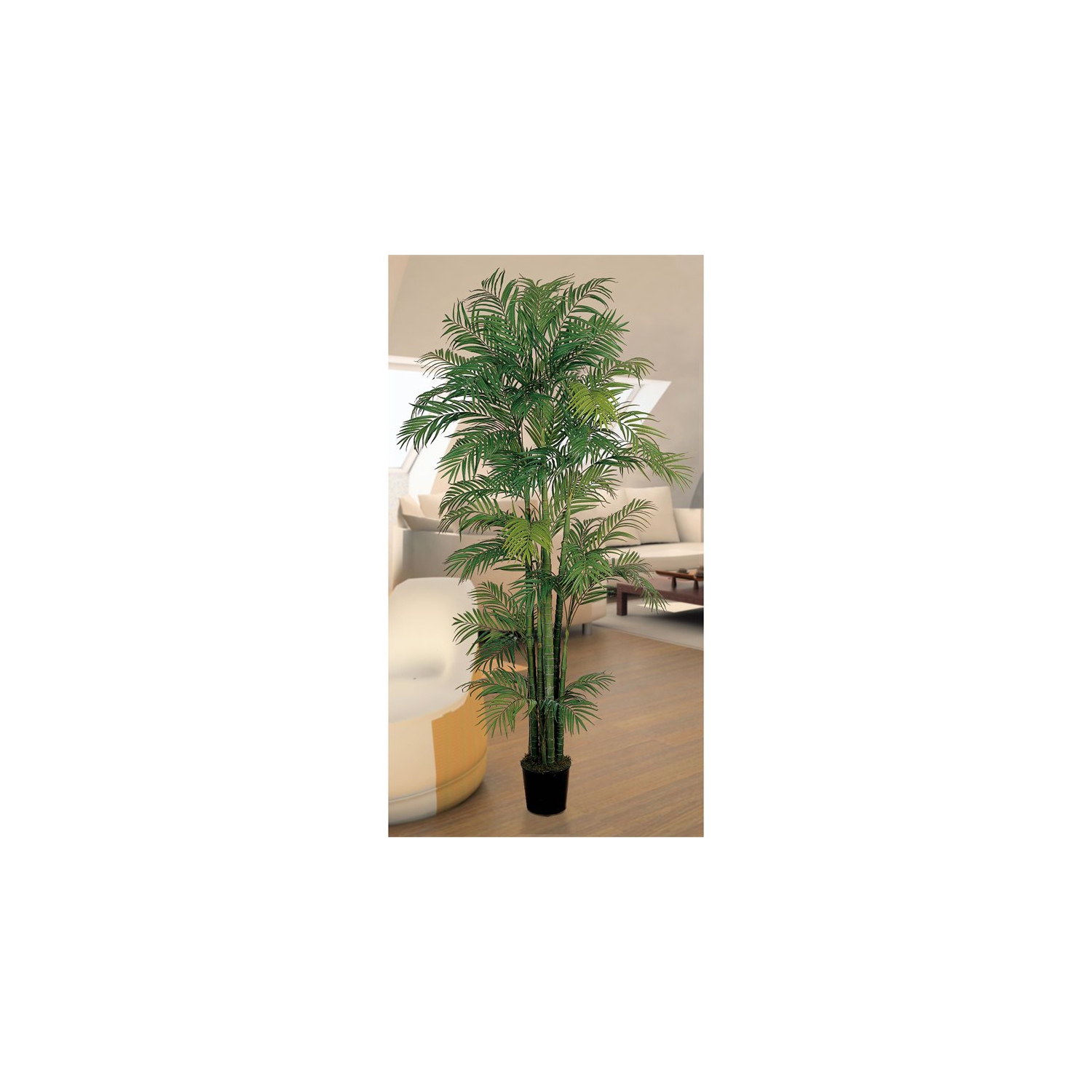 Nearly Natural 84" Areca Silk Palm Tree with 1816 Leaves in Green/Black