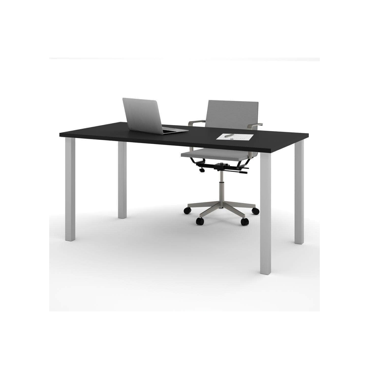 Table Desk with Square Metal Legs - Black