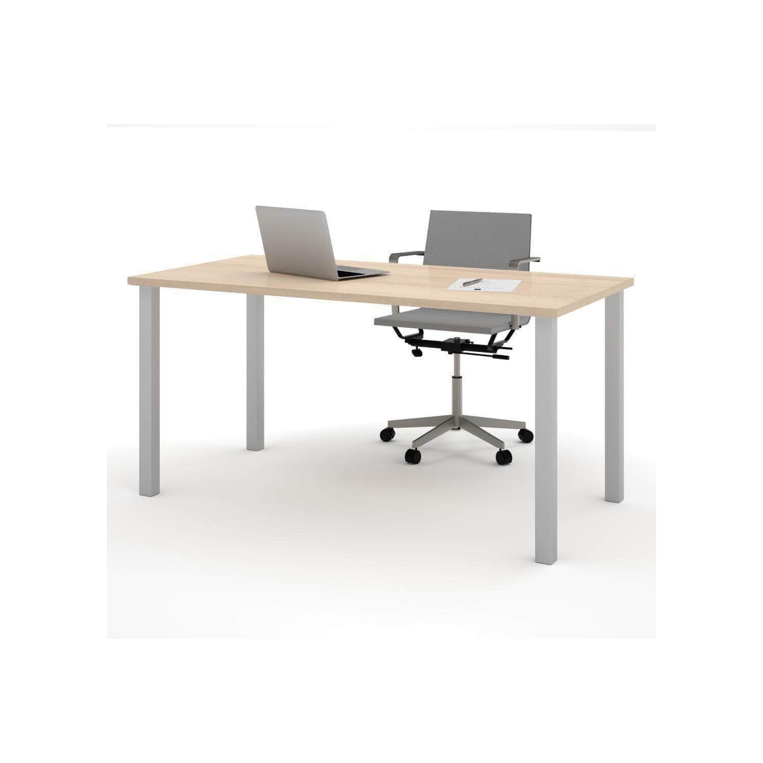 Table Desk with Square Metal Legs - Northern Maple