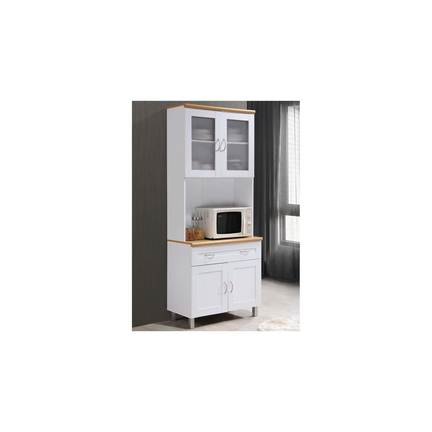 Hodedah Hikf92 White Kitchen Island