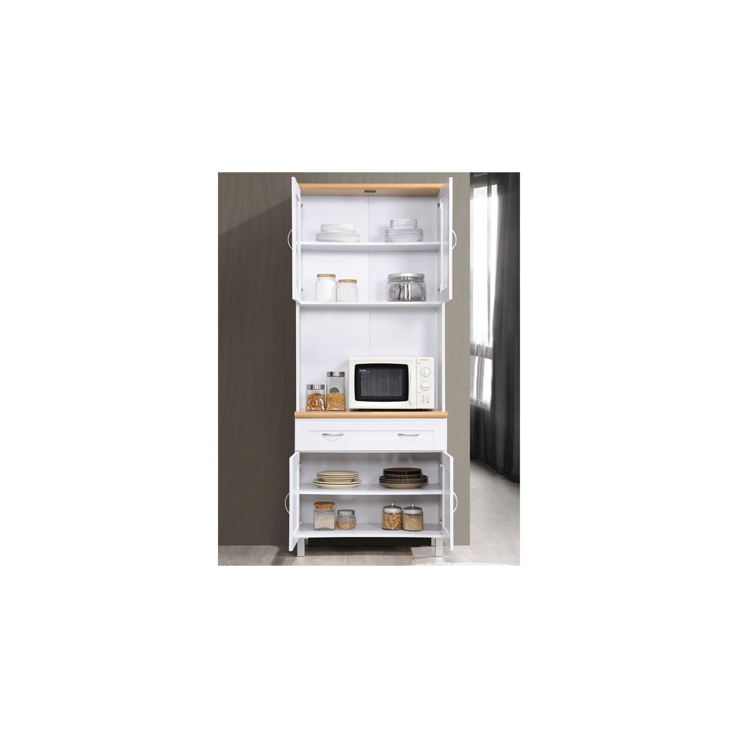 Hodedah Hikf92 White Kitchen Island