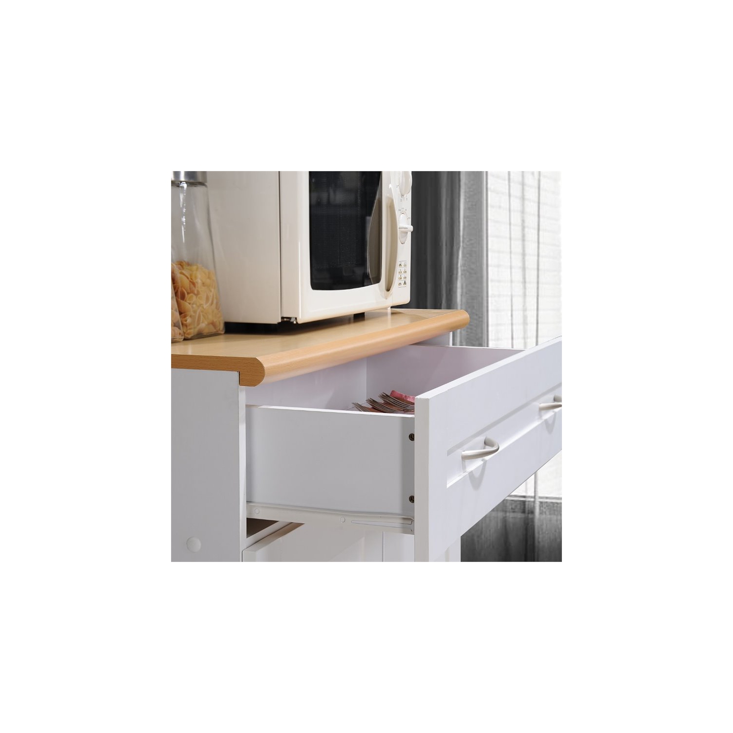 Hodedah Hikf92 White Kitchen Island