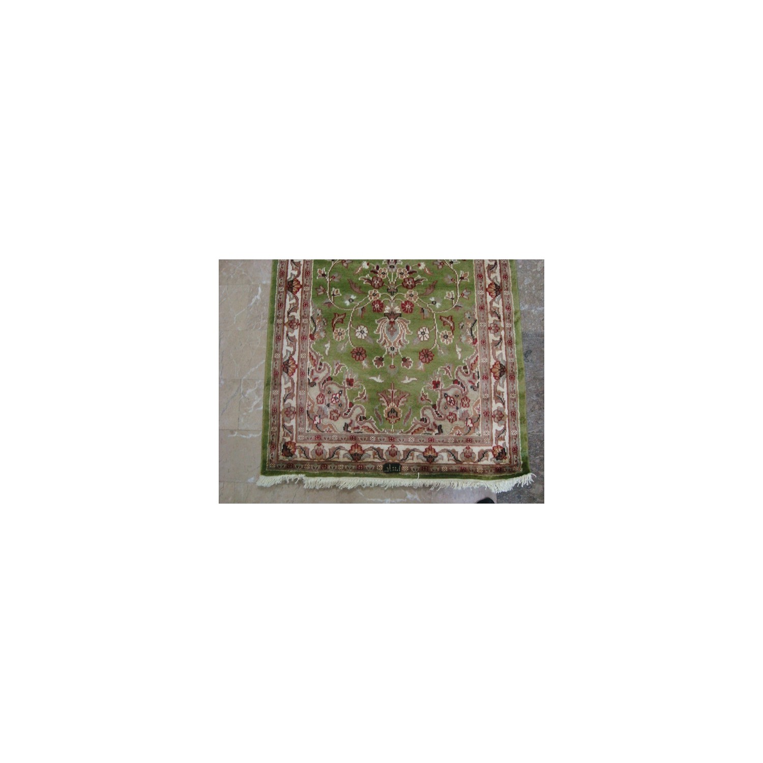 Ahmedani Exclusive Floral Kashan Soft Hand Knotted Hall Way Rug 7.11' x 2.7' Hallway Runner - Green