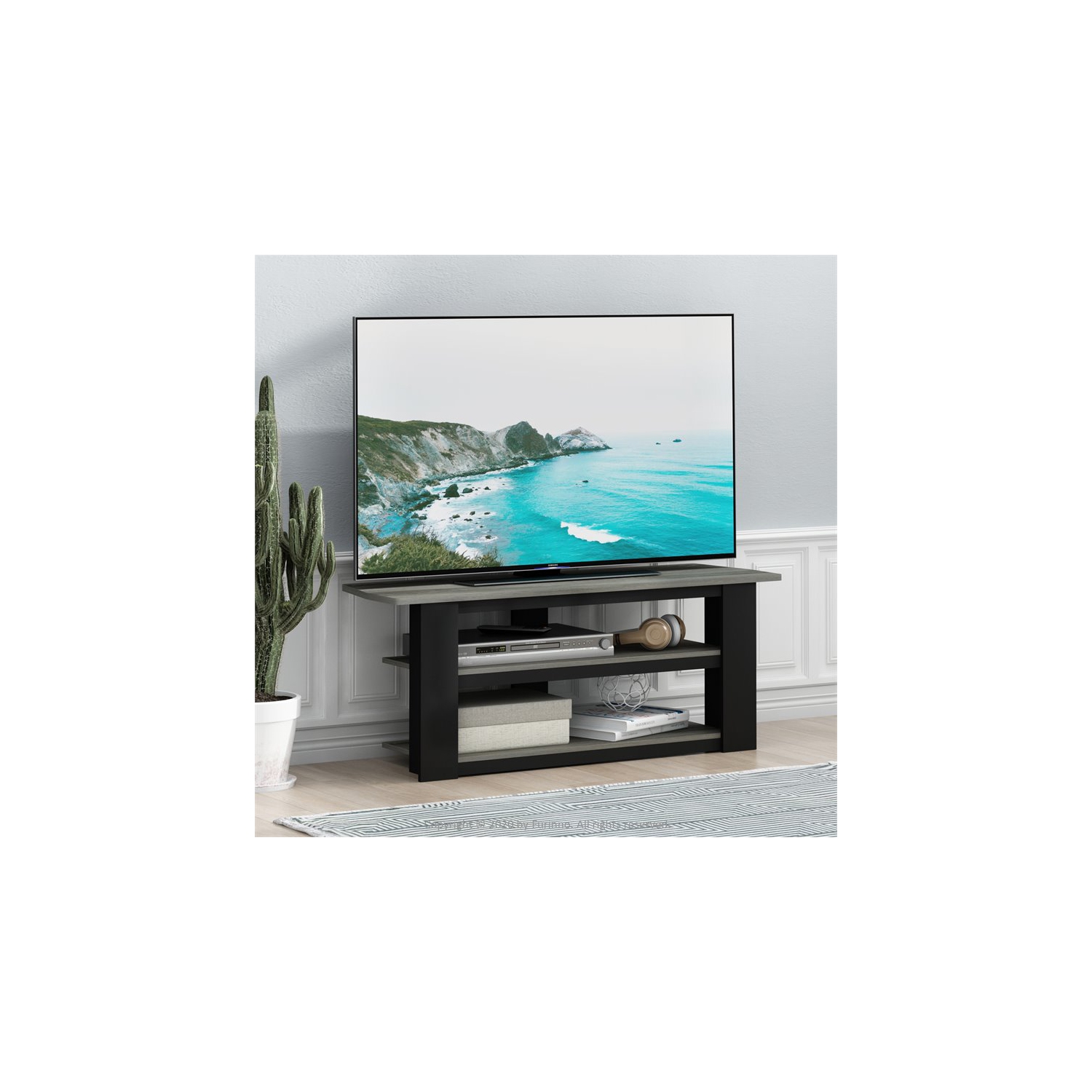 Furinno 12186GYW/BK French Oak Parsons TV Entertainment Center, 42-Inch, French Oak Grey