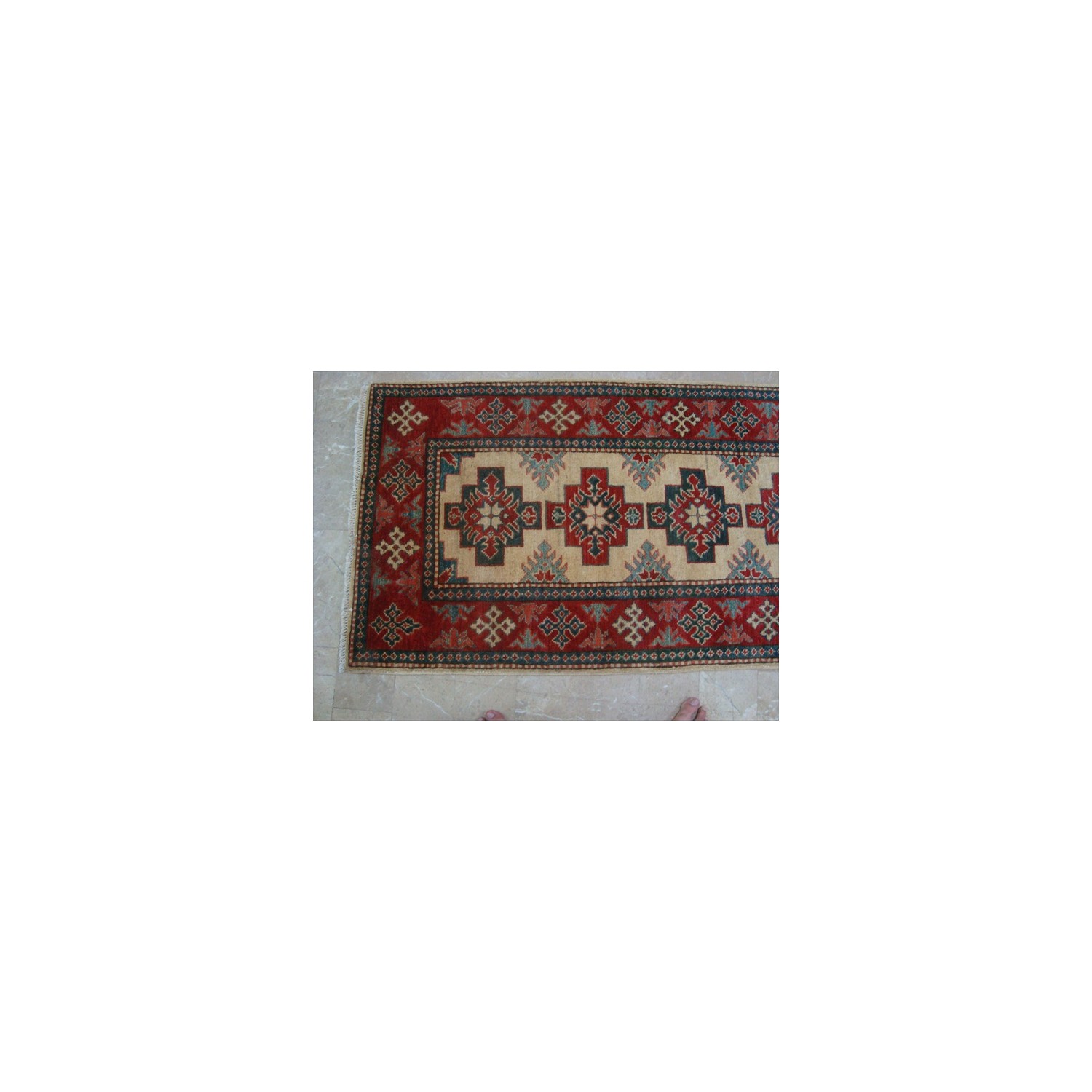 Super Kazak Caucasion Afghan Tribe Vegetable Dyed Ghazni Wool Hand Knotted Runner Rug'