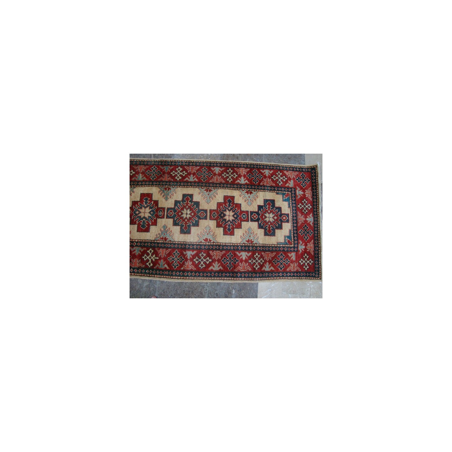 Super Kazak Caucasion Afghan Tribe Vegetable Dyed Ghazni Wool Hand Knotted Runner Rug'