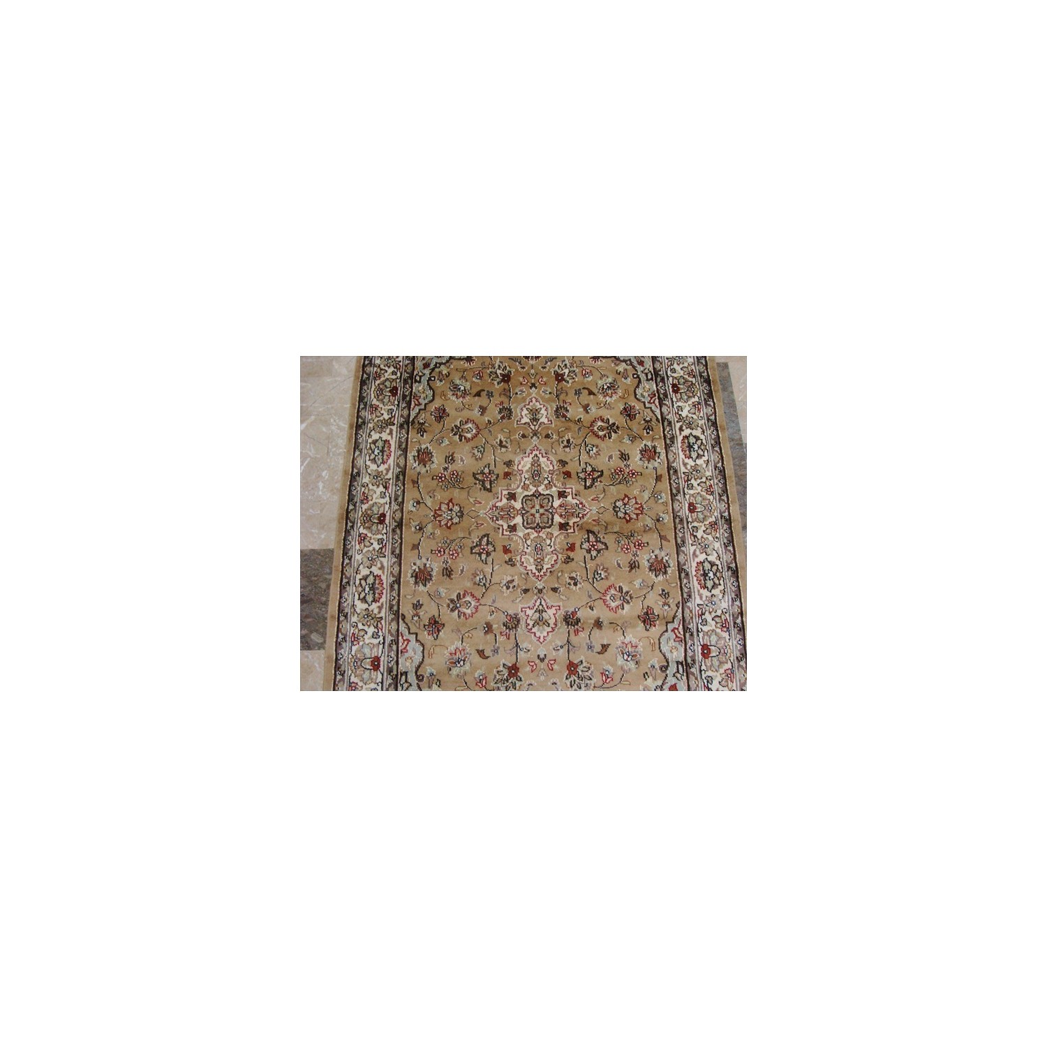Exclusive Ivory Medallion Flowers Lovely Rectangle Area Rug Hand Knotted Wool Silk Carpet'