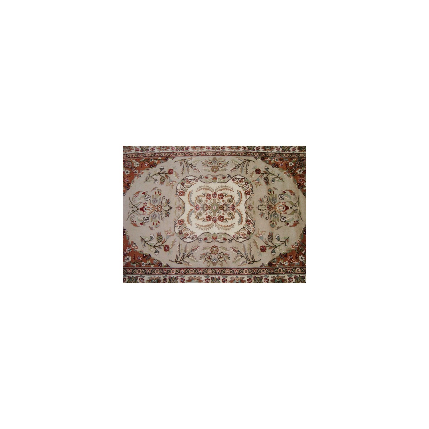 Awesome Ivory Medallion Flowers Rectangle Area Rug Hand Knotted Wool Silk Carpet'