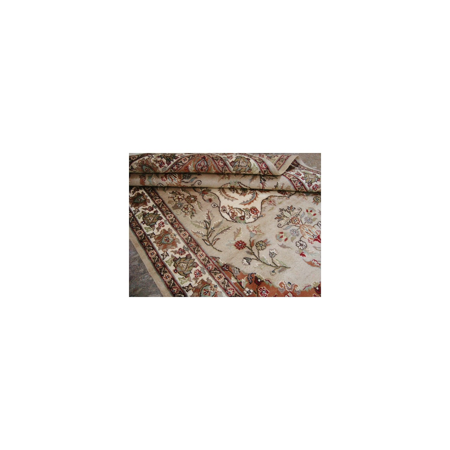 Awesome Ivory Medallion Flowers Rectangle Area Rug Hand Knotted Wool Silk Carpet'