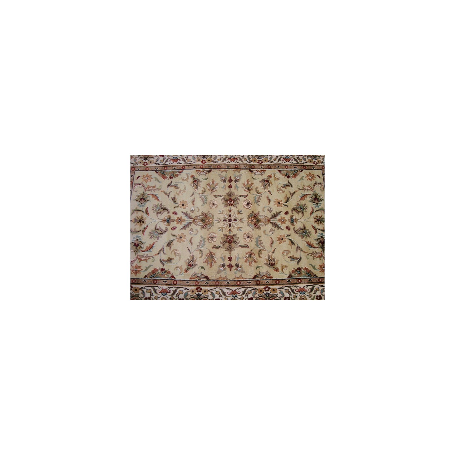 Wow Cream Ivory Medallion Floral Lovely Area Rug Hand Knotted Wool Silk Carpet'