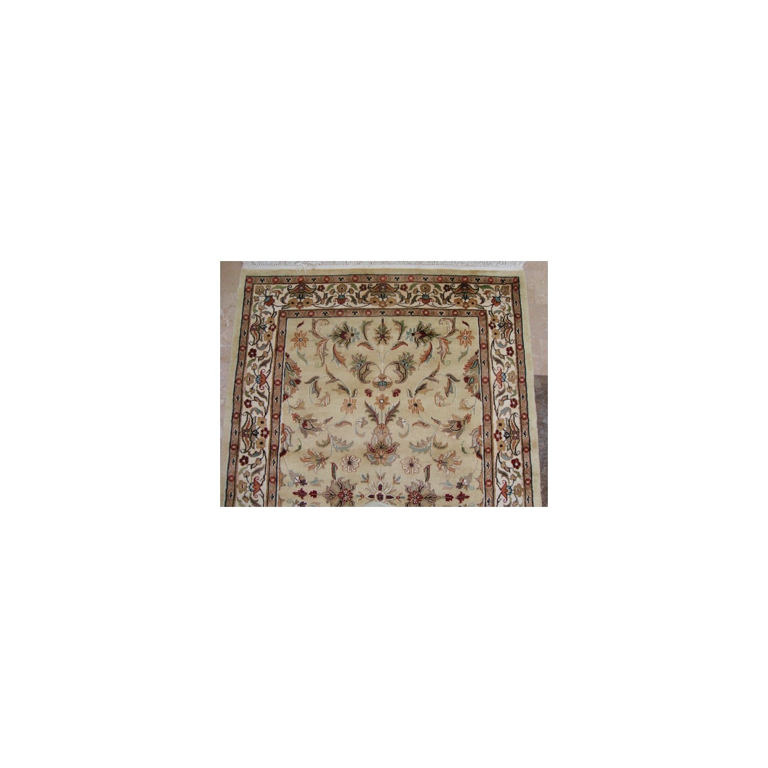 Wow Cream Ivory Medallion Floral Lovely Area Rug Hand Knotted Wool Silk Carpet'