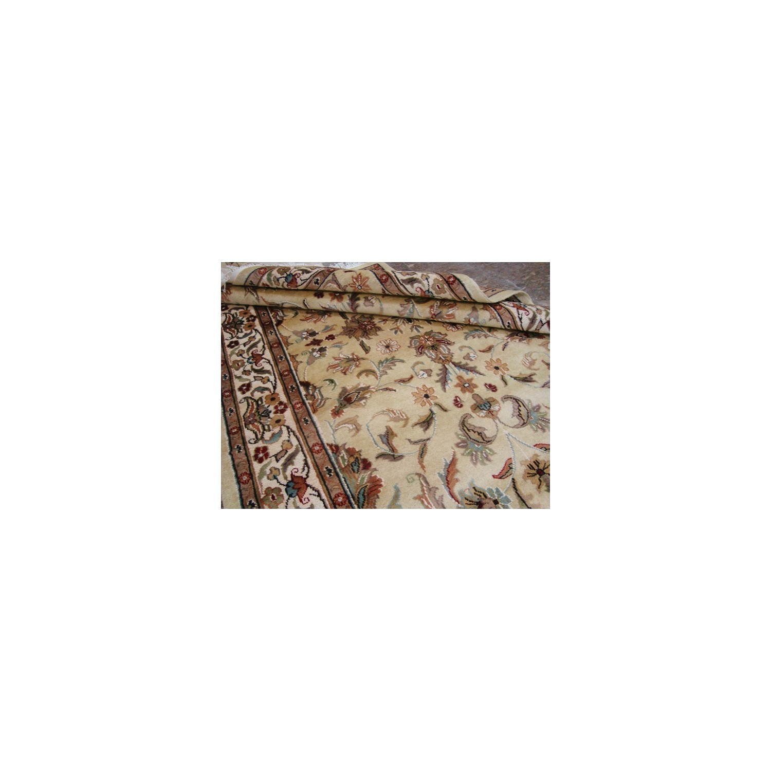 Wow Cream Ivory Medallion Floral Lovely Area Rug Hand Knotted Wool Silk Carpet'