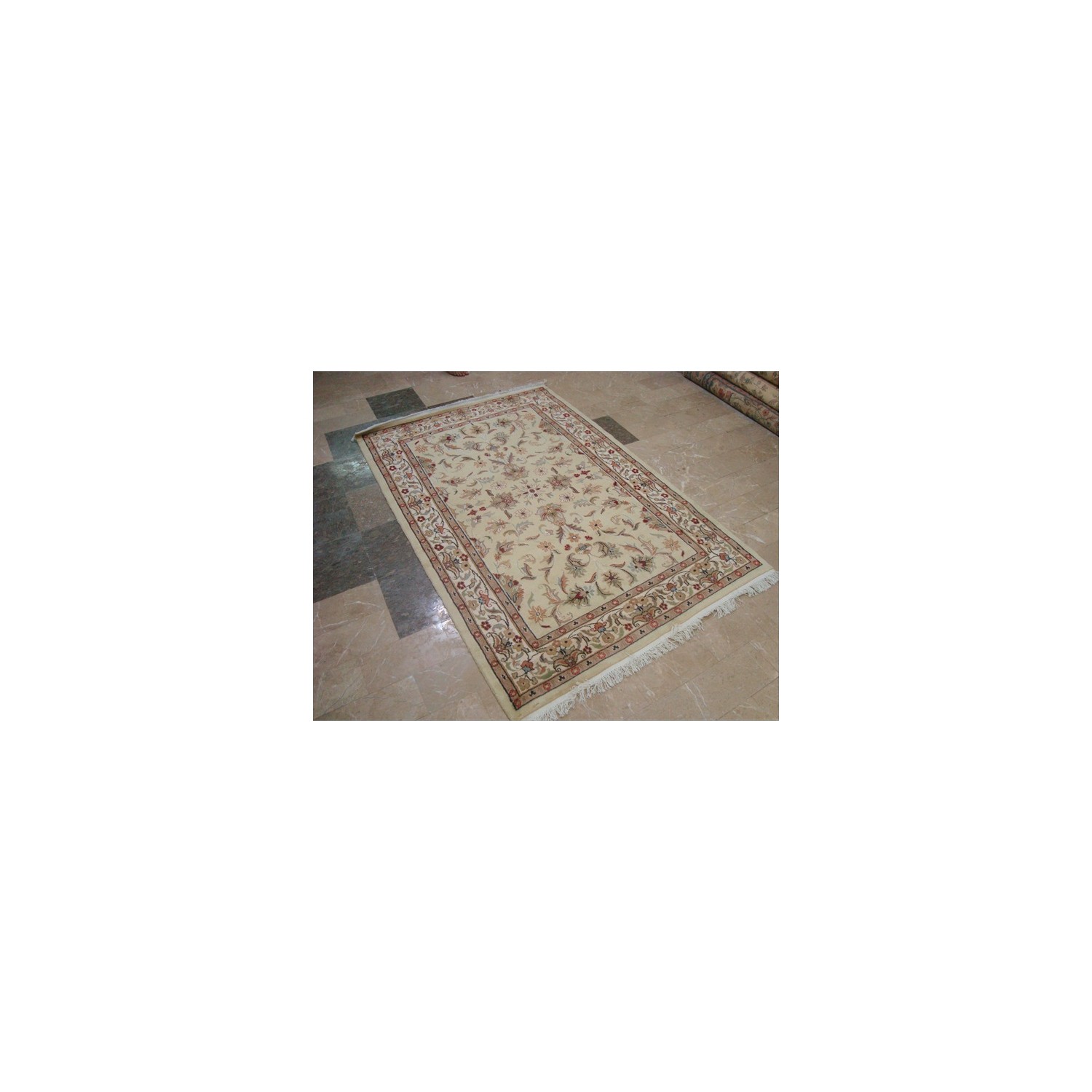 Wow Cream Ivory Medallion Floral Lovely Area Rug Hand Knotted Wool Silk Carpet'