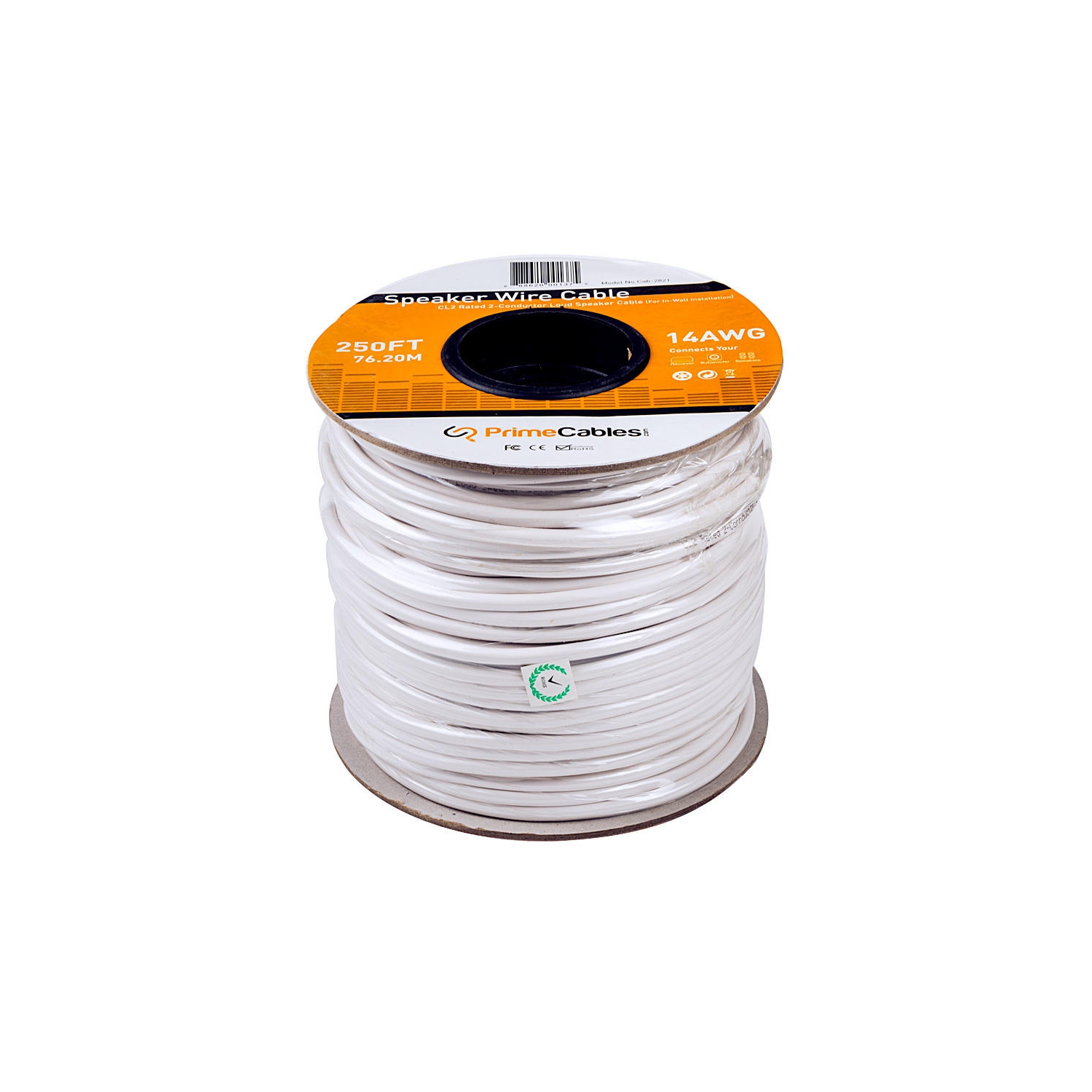 Monoprice 2821 250ft 14AWG CL2 Rated 2-Conductor Loud Speaker Cable For In-Wall Installation