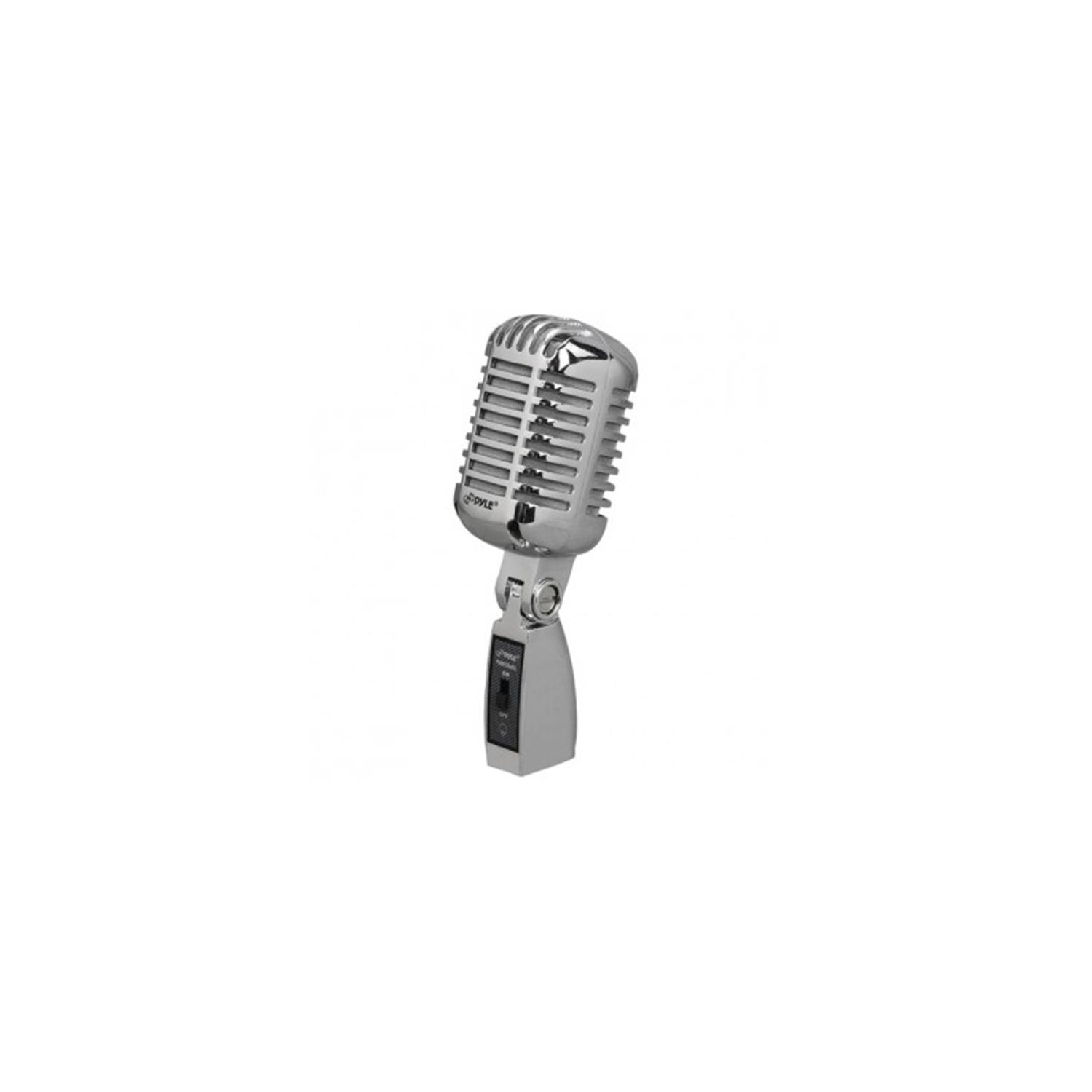 Pyle PYLPDMICR68SL Classic Die-Cast Metal Retro-Style Dynamic Vocal Microphone - Silver