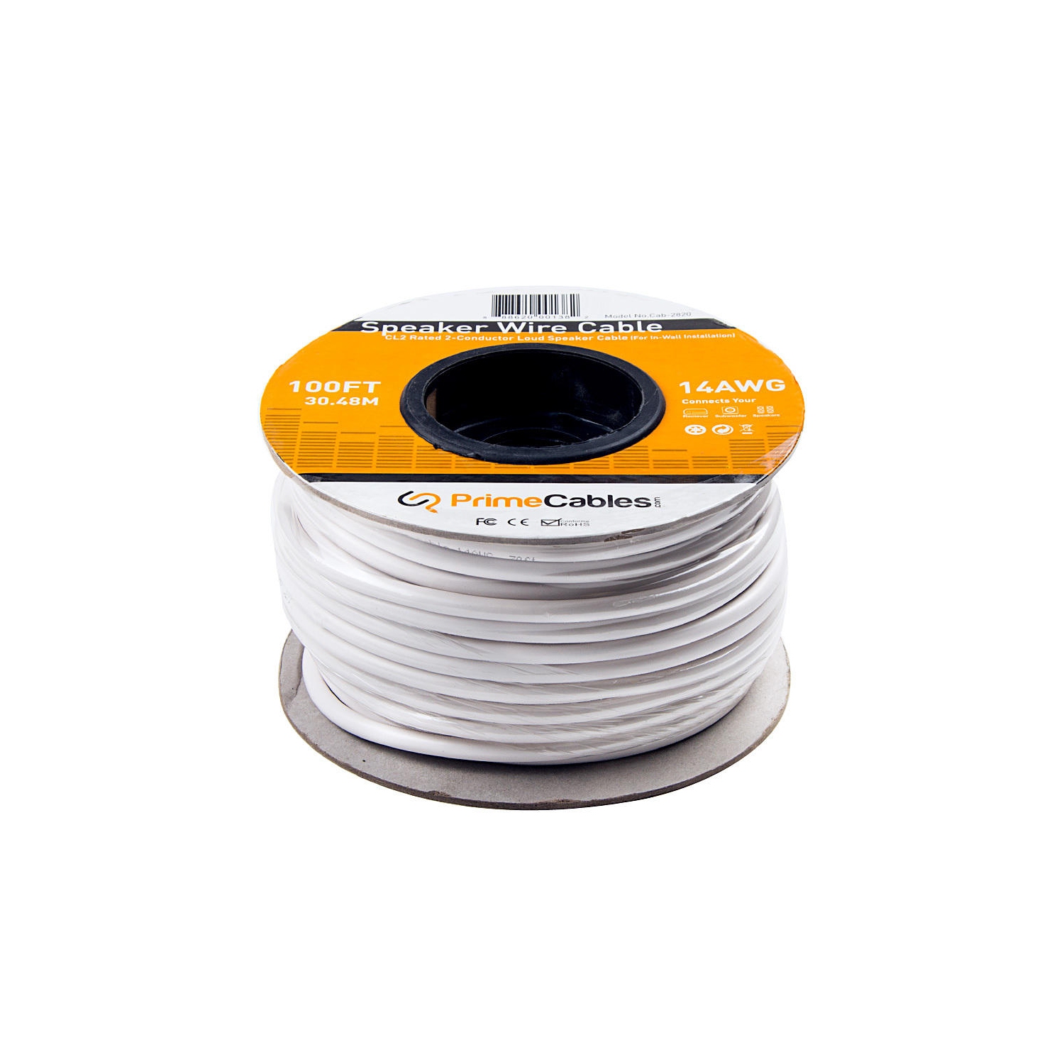 Monoprice 2820 100ft 14AWG CL2 Rated 2-Conductor Loud Speaker Cable For In-Wall Installation