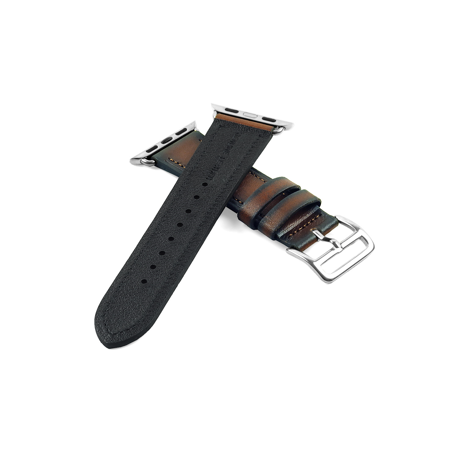 DASSARI Distressed Vintage Leather Strap For 42mm Apple Watch in Brown W/ Hermes Style Buckle