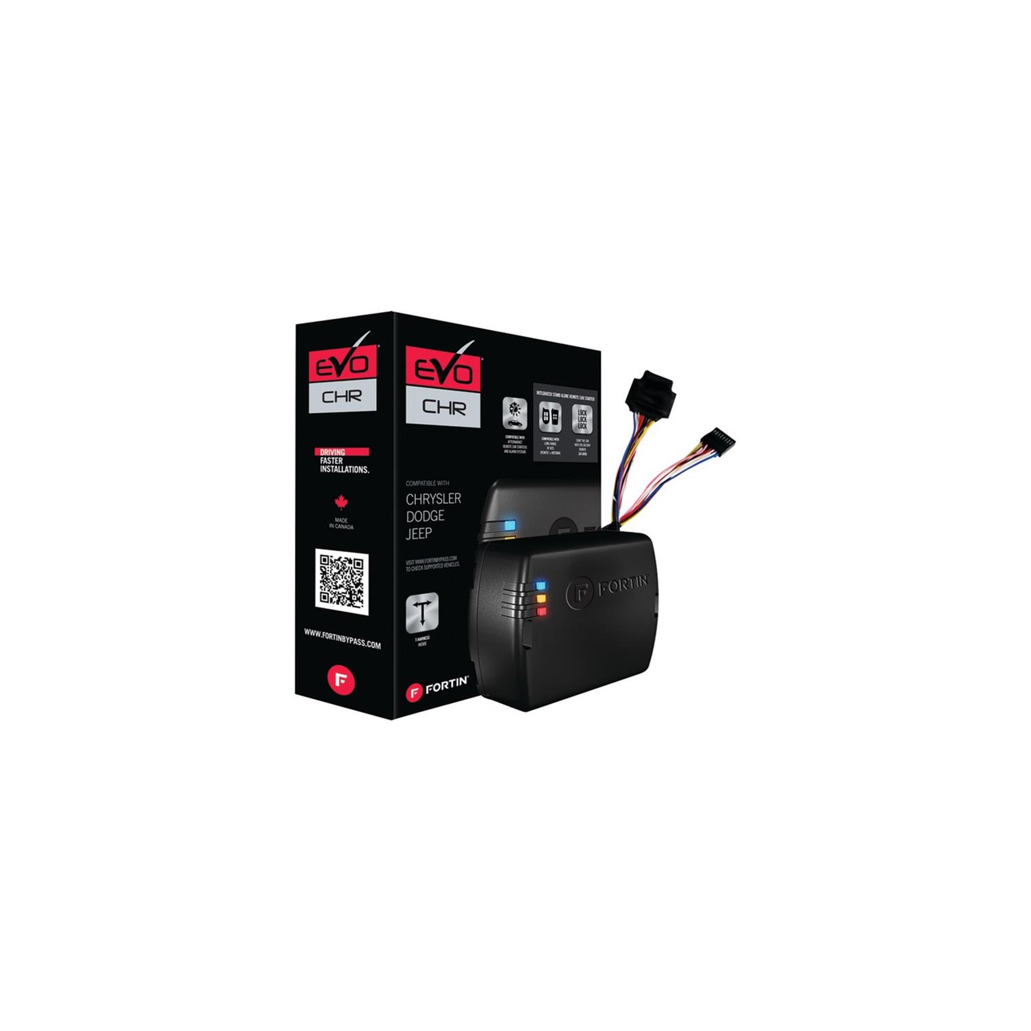 Ensemble avec module et harnais en T préchargé EVO-CHR.T5 de Fortin - Chrysler Dodge et Jeep 2007 et versions ultérieures - Noir