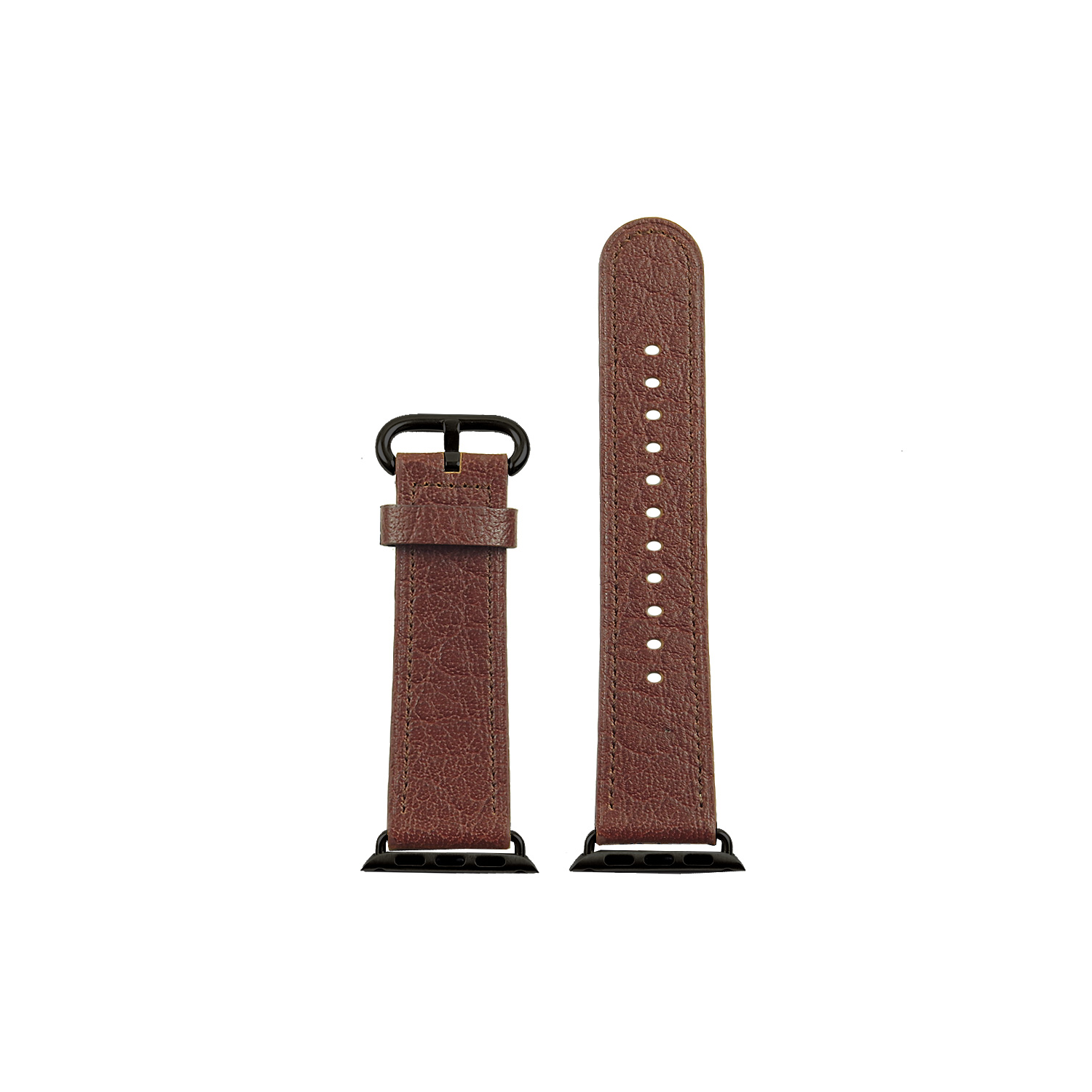 DASSARI Textured Finish Leather Strap Band for 38mm Apple Watch in Brown with Matte Black Buckle