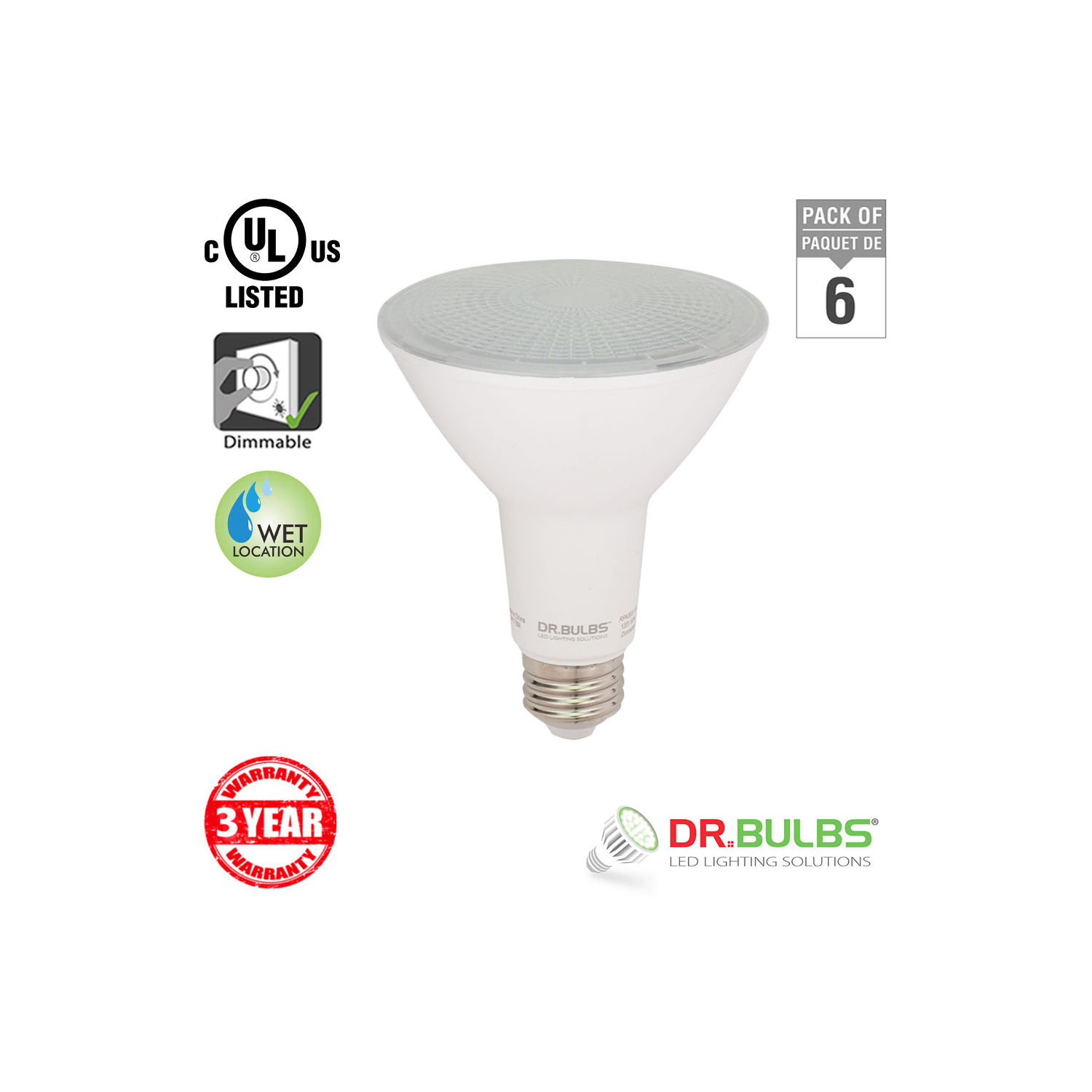 Dr. Bulbs Par30 11W Soft White (3000K) LED Bulb - 3 Year Warranty - Free Shipping