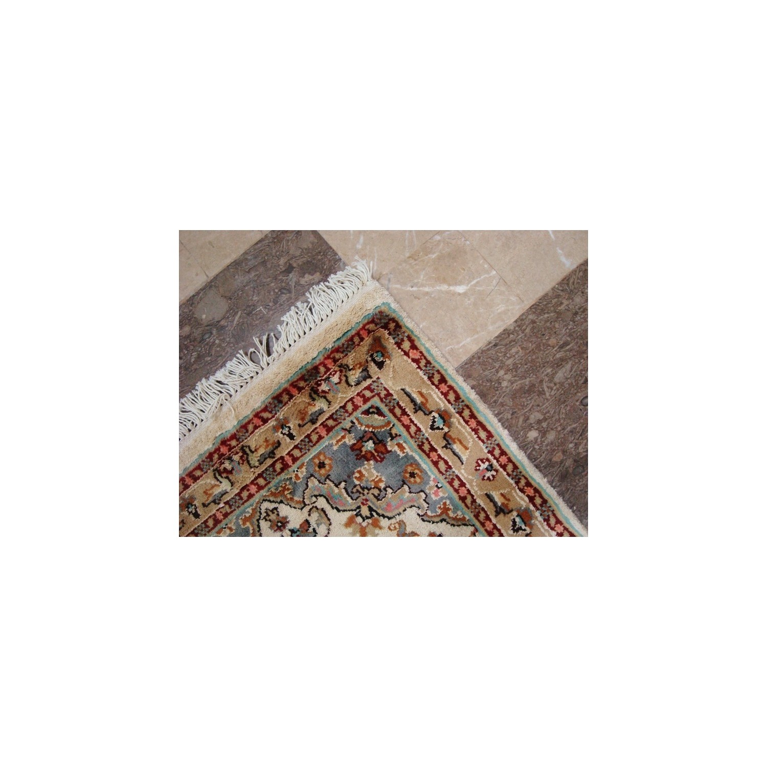 Love Ivory Floral Medallion Hand Knotted Runner Rug Wool Silk Carpet'