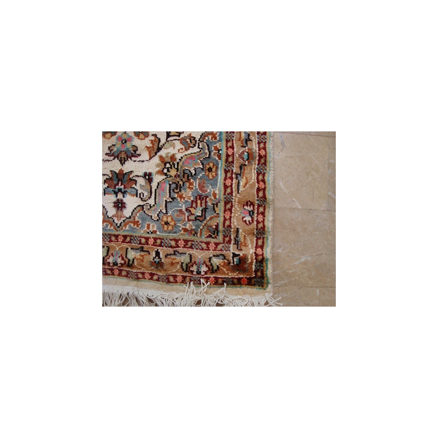 Love Ivory Floral Medallion Hand Knotted Runner Rug Wool Silk Carpet'