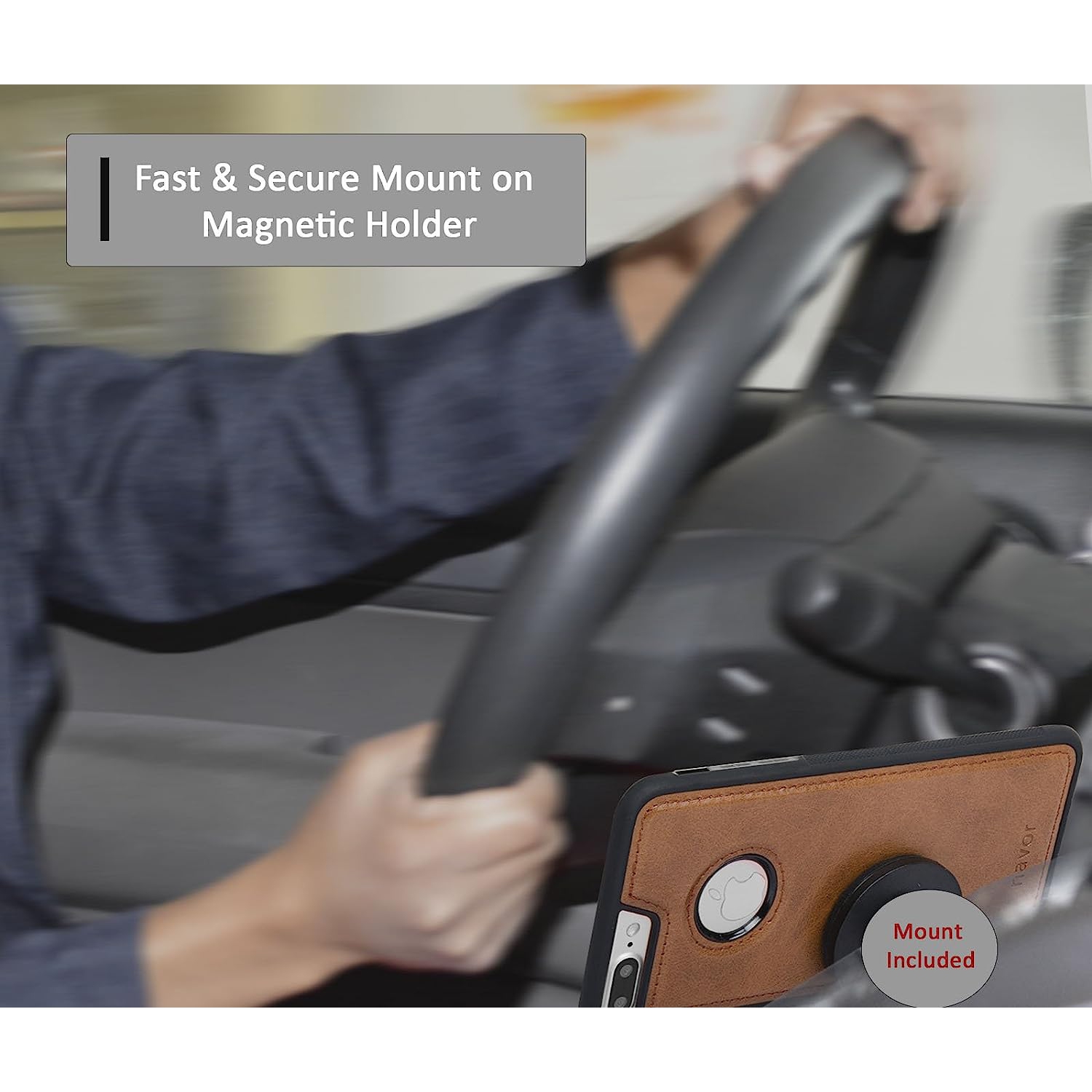 Étui portefeuille magnétique amovible et support universel pour l'auto de Navor compatible avec iPhone 7 plus [protection RFID] [série Vajio] - Brun