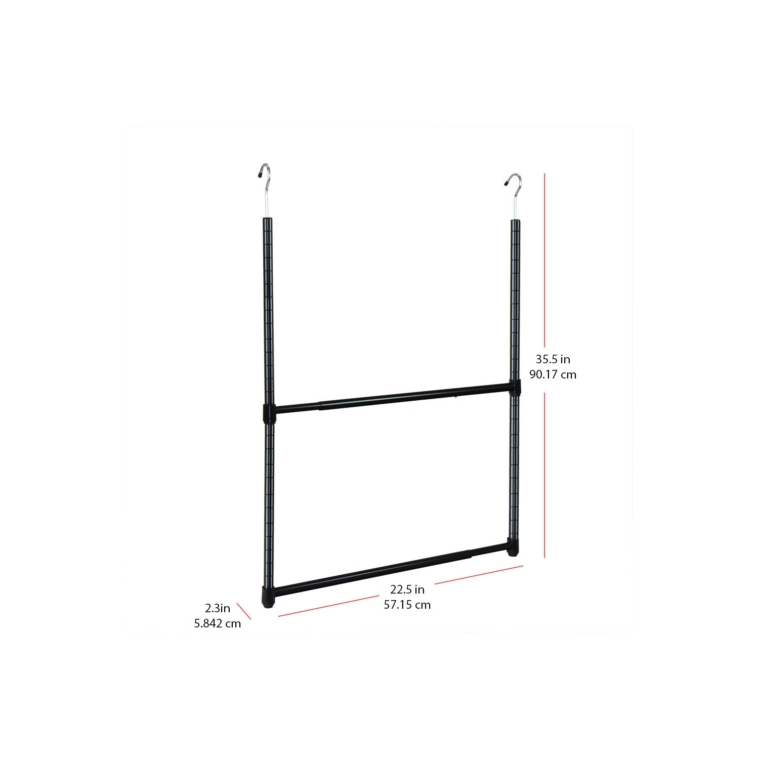 Oceanstar Design Group ACR1545B 2-Tier Portable Adjustable Closet Hanger Rod Black