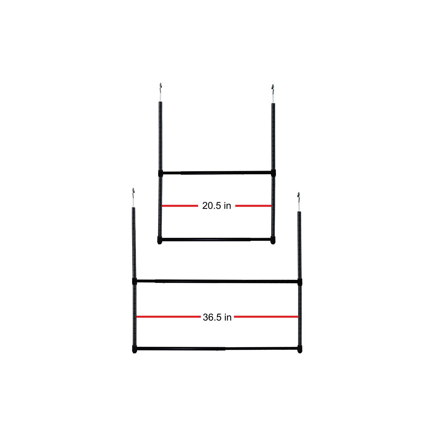 Oceanstar Design Group ACR1545B 2-Tier Portable Adjustable Closet Hanger Rod Black