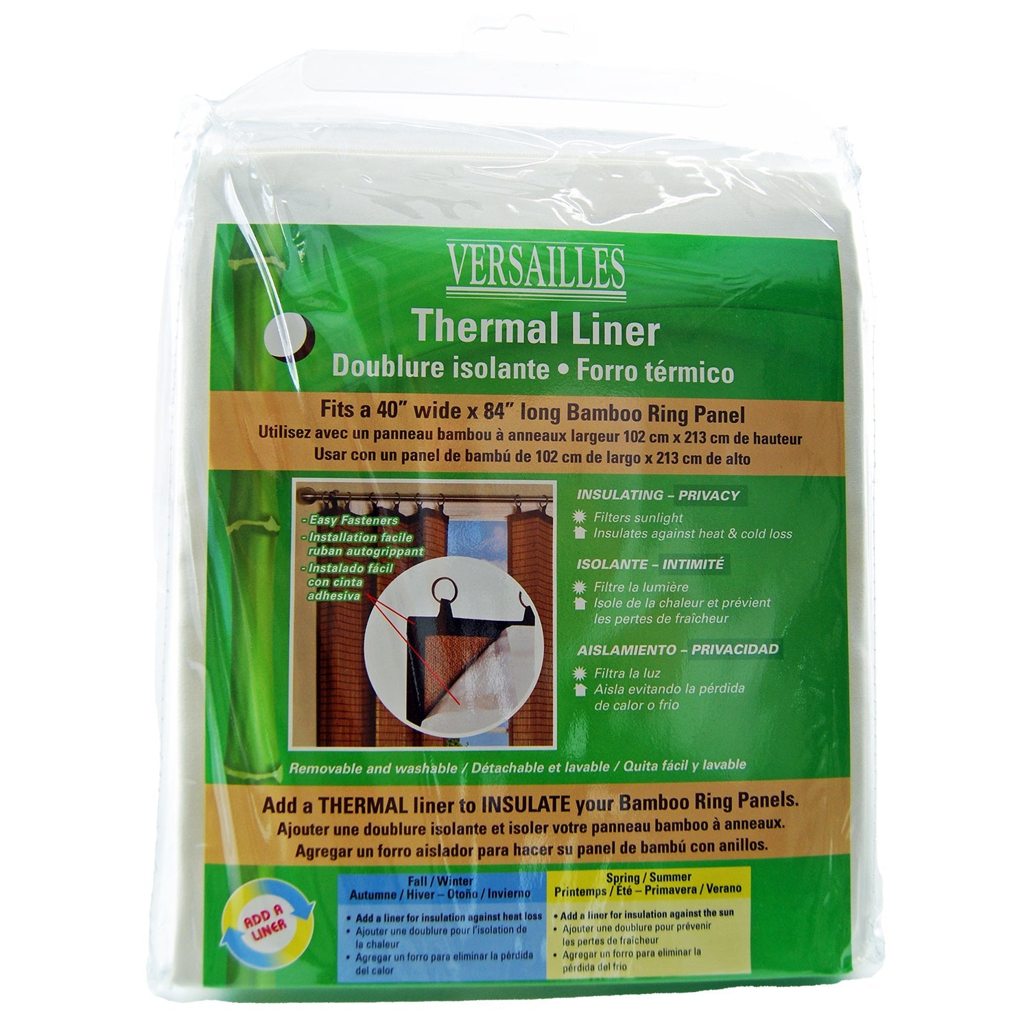 Versailles - Bamboo Ring Top Thermal Insulated Panel Liner, 38" x 80", Off-White