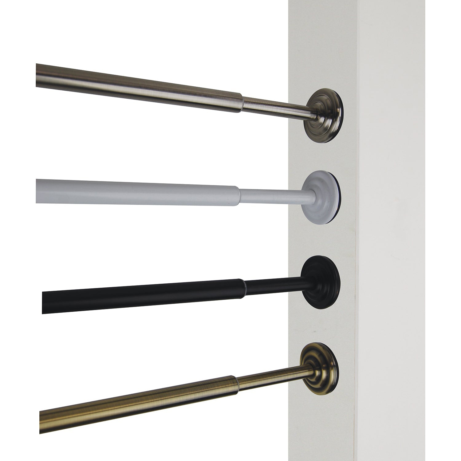 Versailles - Tension Curtain Rod, Adjustable Length, Tool-Free Installation from 15" to 24", Silver